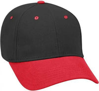 OTTO 19-251 Brushed Bull Denim Seamed Front Panel Low Profile Pro Style Cap - Red Black - Red Black / One Size Fits Most