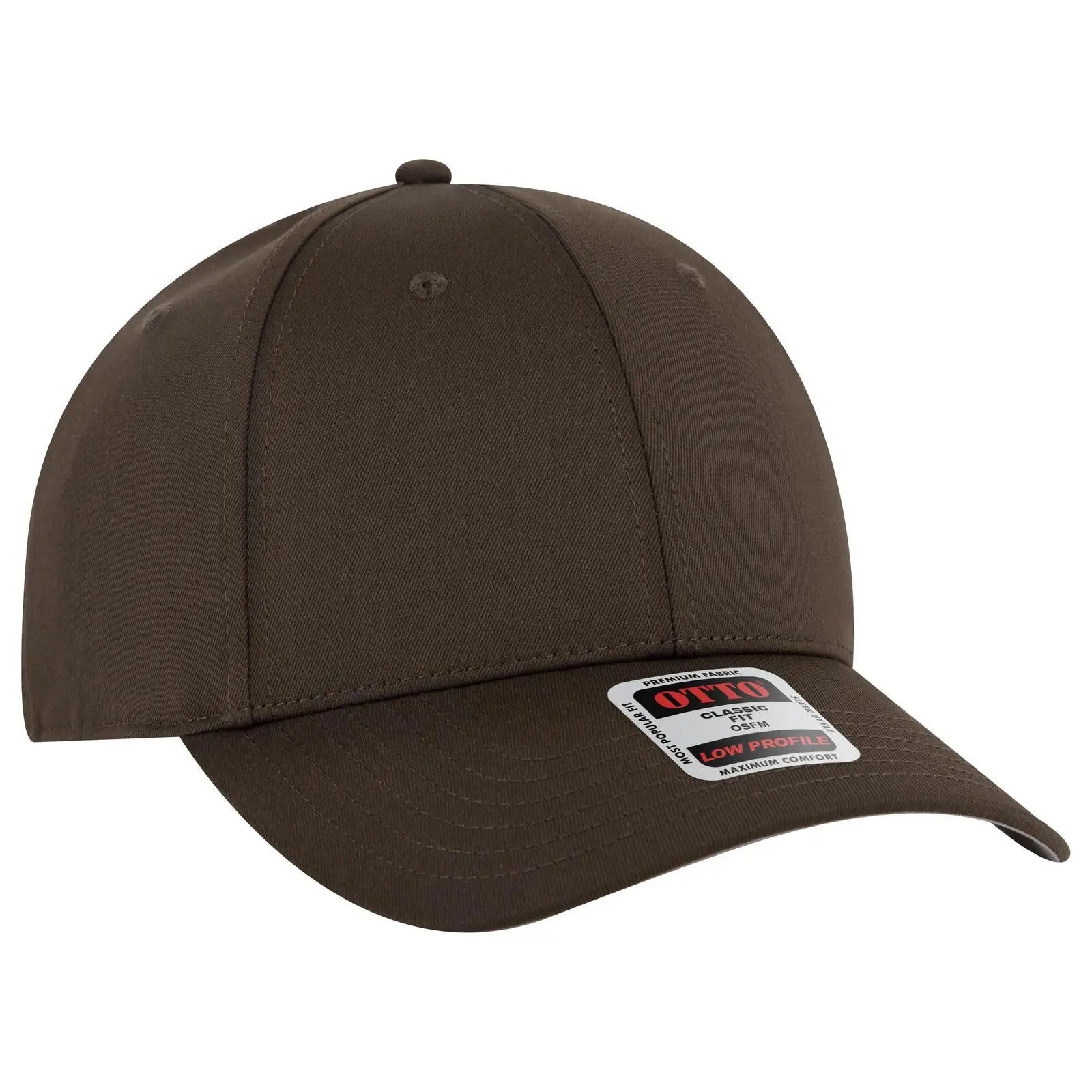 OTTO 19-3 6 Panel Low Profile Baseball Cap - Dk. Brown - Dk. Brown / 7 3/8’’ - 7 5/8’’