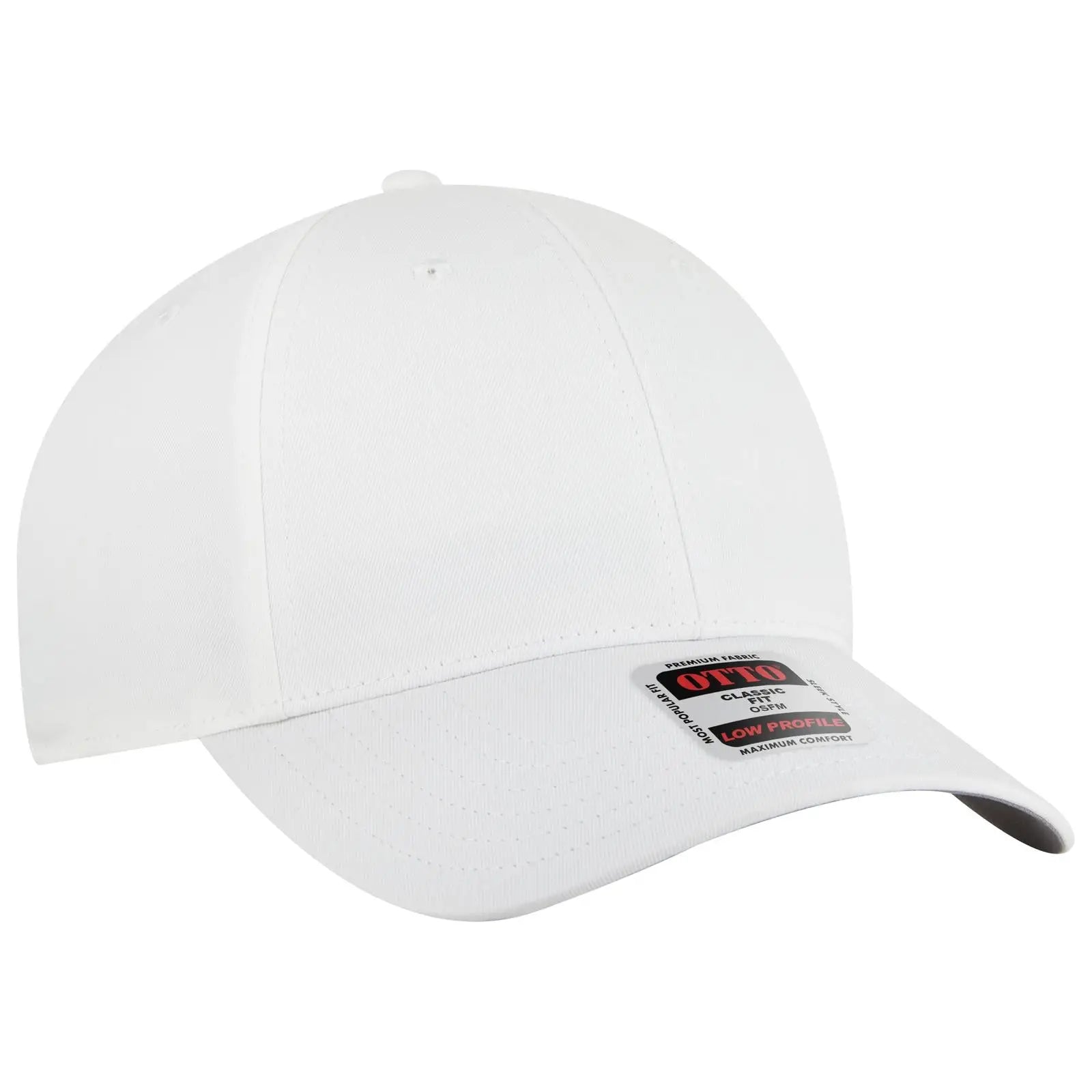OTTO 19-3 6 Panel Low Profile Baseball Cap - White - White / 7 3/8’’ - 7 5/8’’