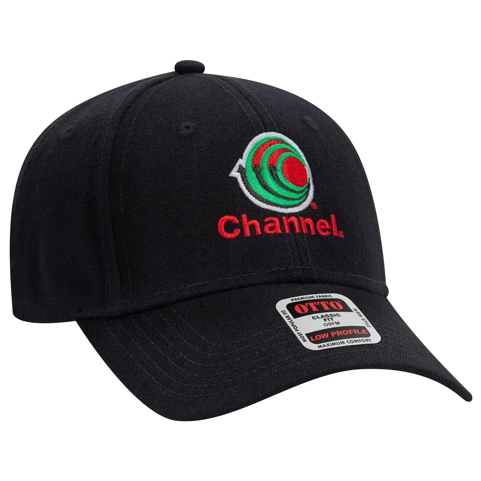 OTTO 19-304 6 Panel Low Profile Baseball Cap - Black - Black / 6 1/2’’ - 7 5/8’’