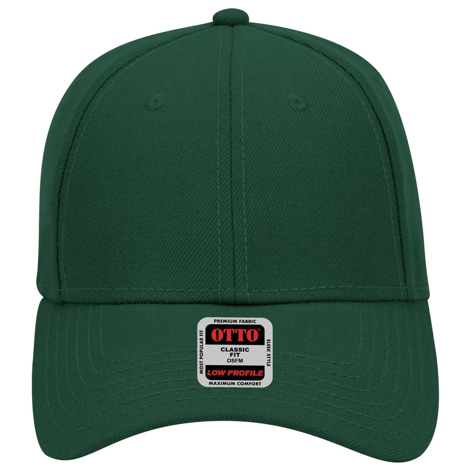 OTTO 19-304 6 Panel Low Profile Baseball Cap - Dk. Green - Dk. Green / 6 1/2’’ - 7 5/8’’