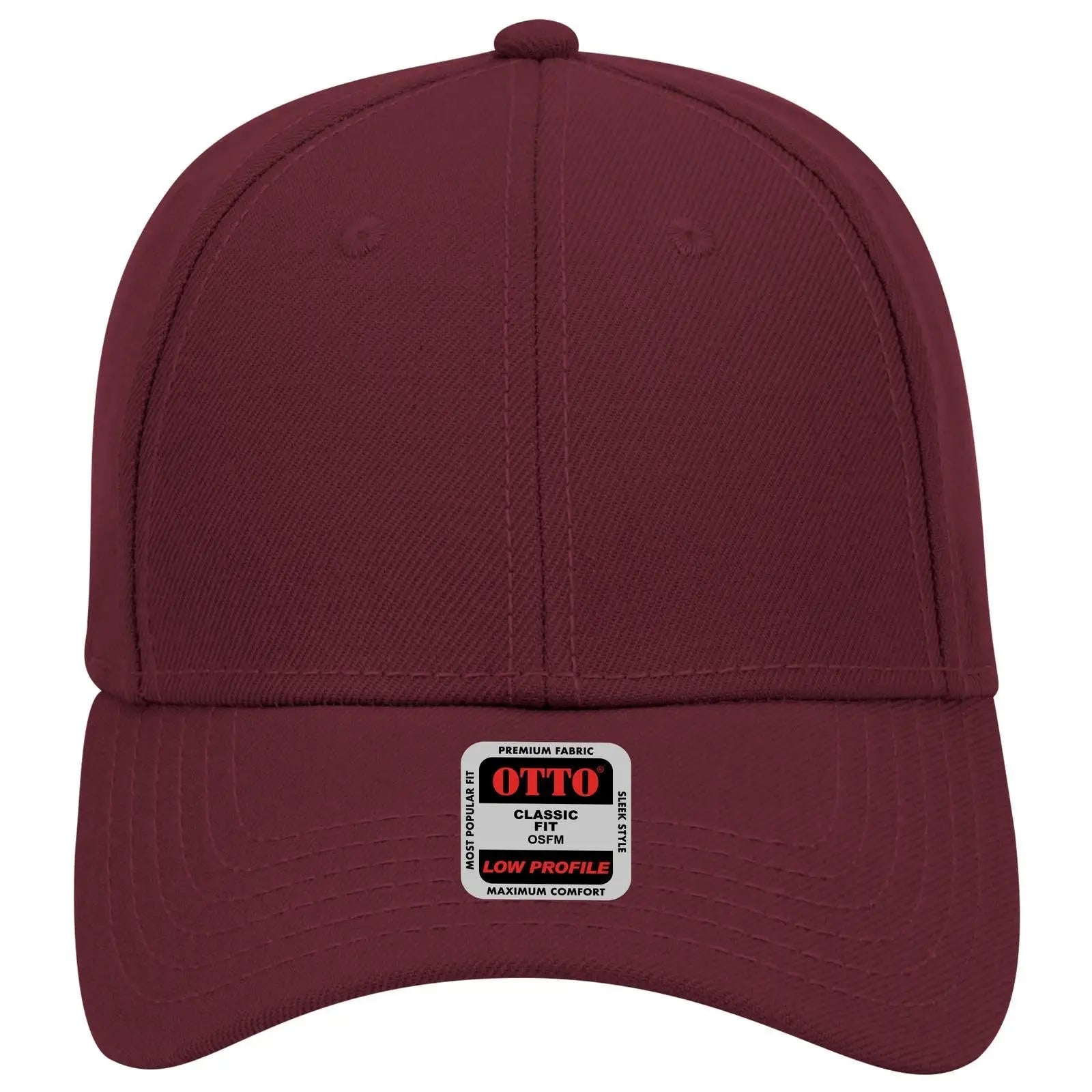 OTTO 19-304 6 Panel Low Profile Baseball Cap - Maroon - Maroon / 6 1/2’’ - 7 5/8’’