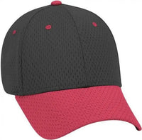 OTTO 19-366 Polyester Pro Mesh Gray Undervisor Low Profile Pro Style Structured Firm Front Panel Cap - Red Black - Red