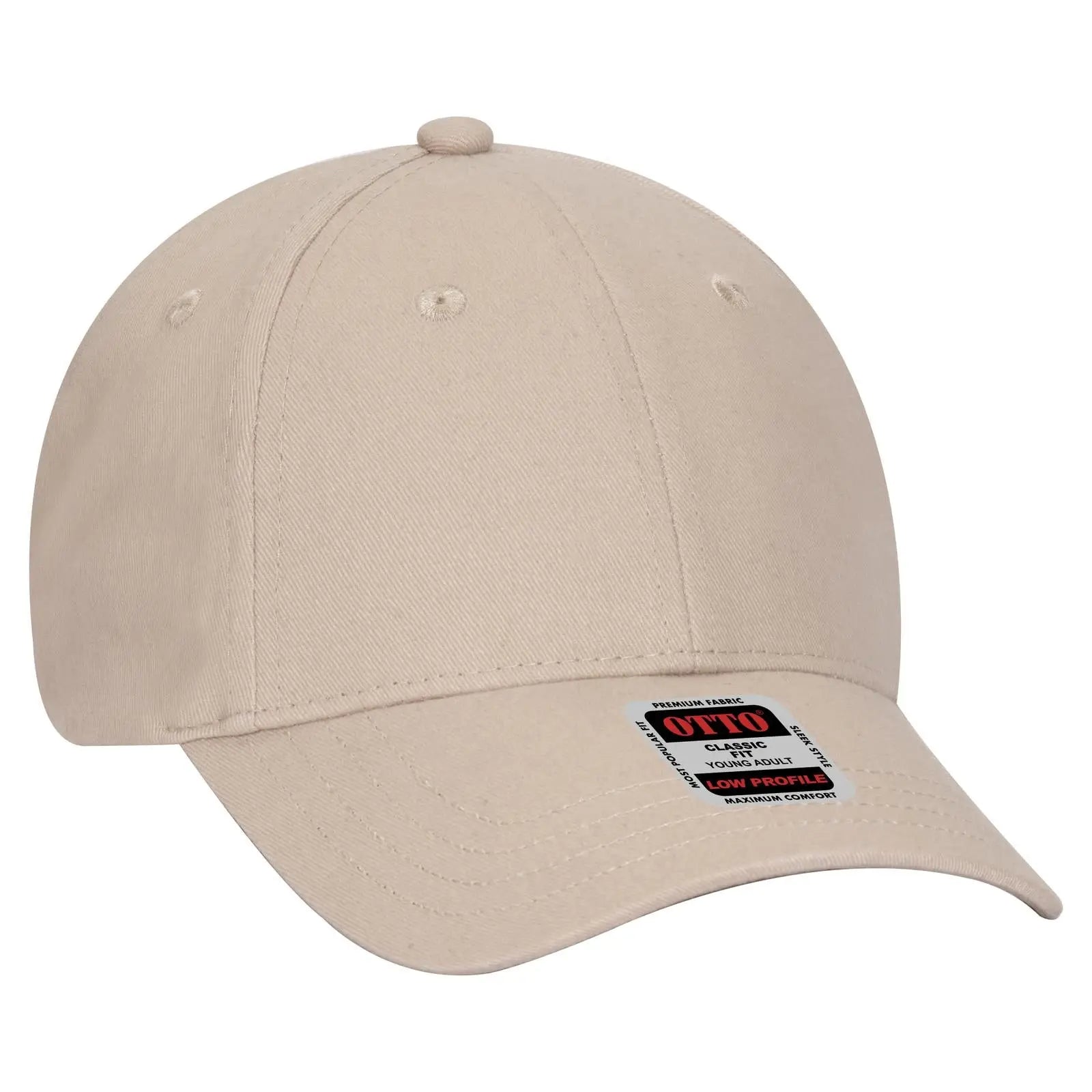 OTTO 19-503 6 Panel Low Profile Baseball Cap - Khaki