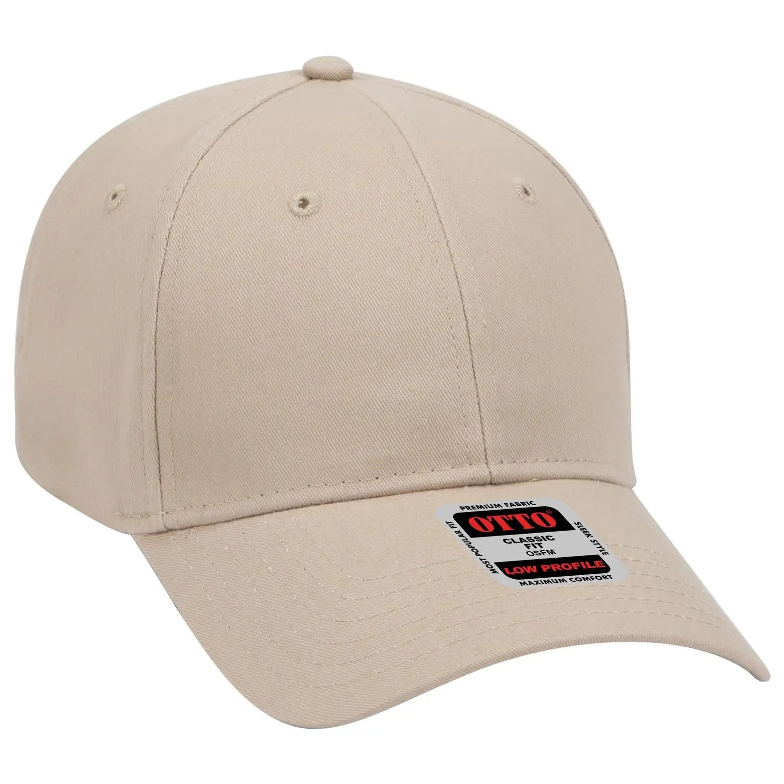 OTTO 19-503 6 Panel Low Profile Baseball Cap - Khaki