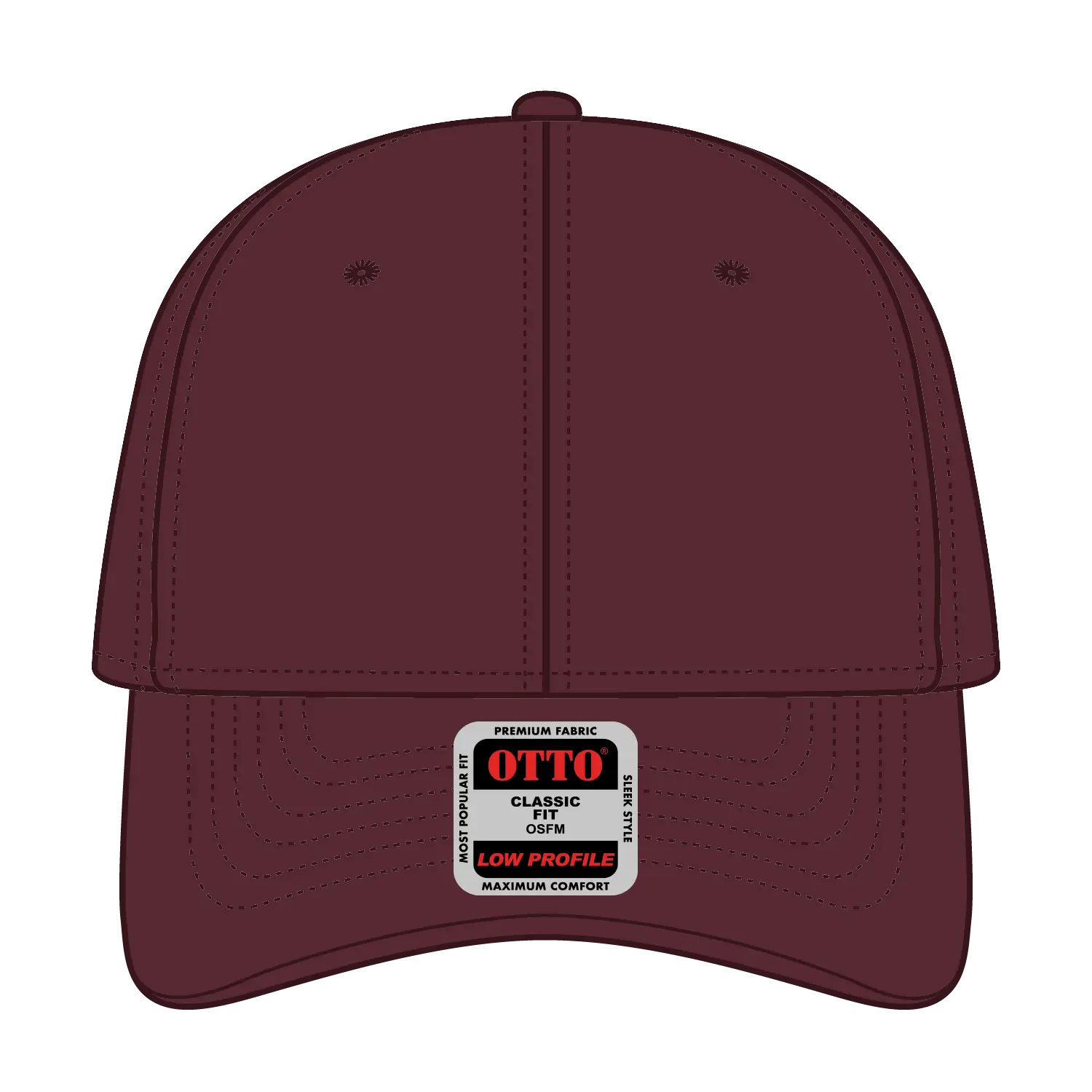 OTTO 19-503 6 Panel Low Profile Baseball Cap - Maroon - Maroon / 6 1/2’’ - 7 5/8’’