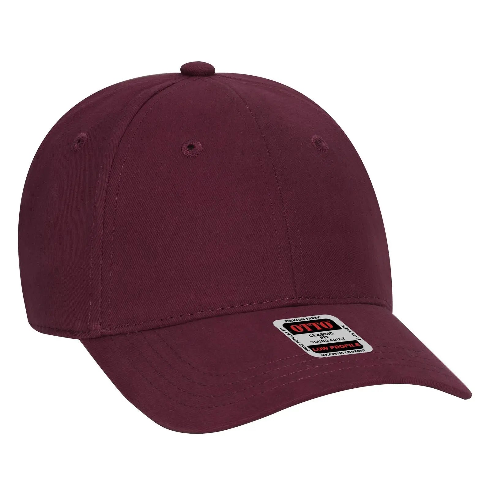 OTTO 19-503 6 Panel Low Profile Baseball Cap - Maroon