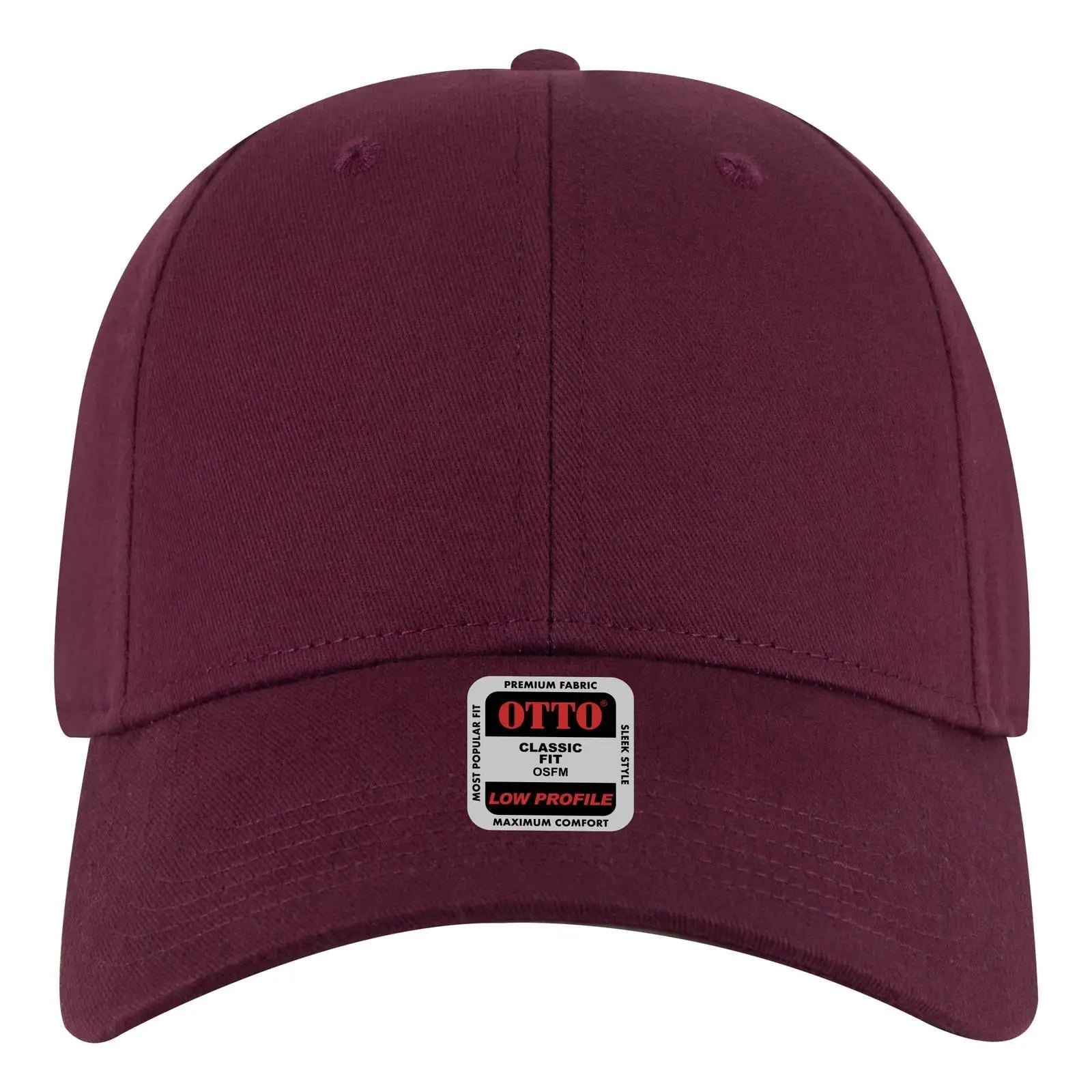 OTTO 19-503 6 Panel Low Profile Baseball Cap - Maroon