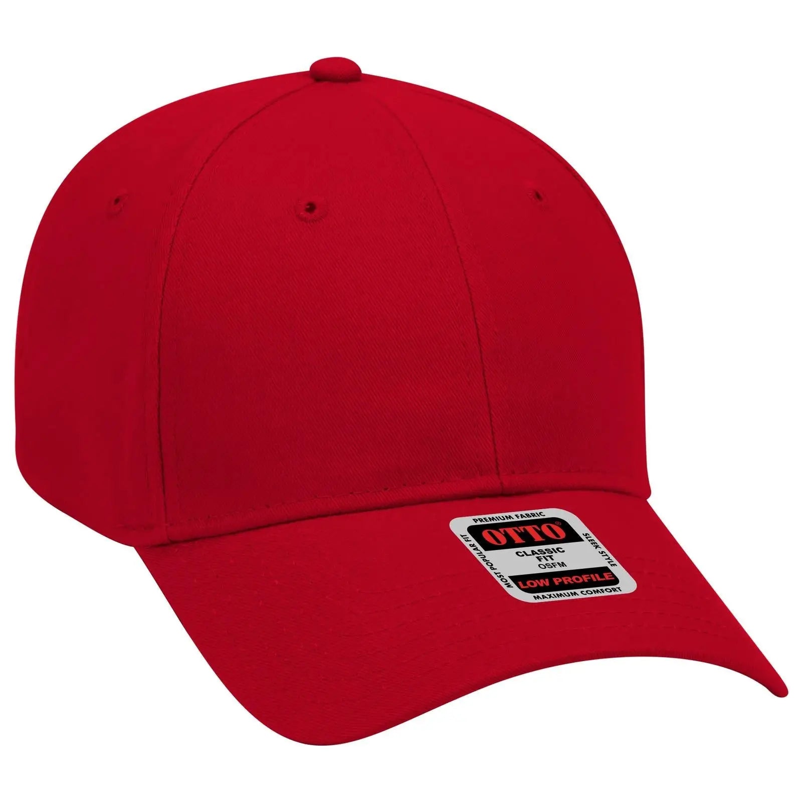 OTTO 19-503 6 Panel Low Profile Baseball Cap - Red