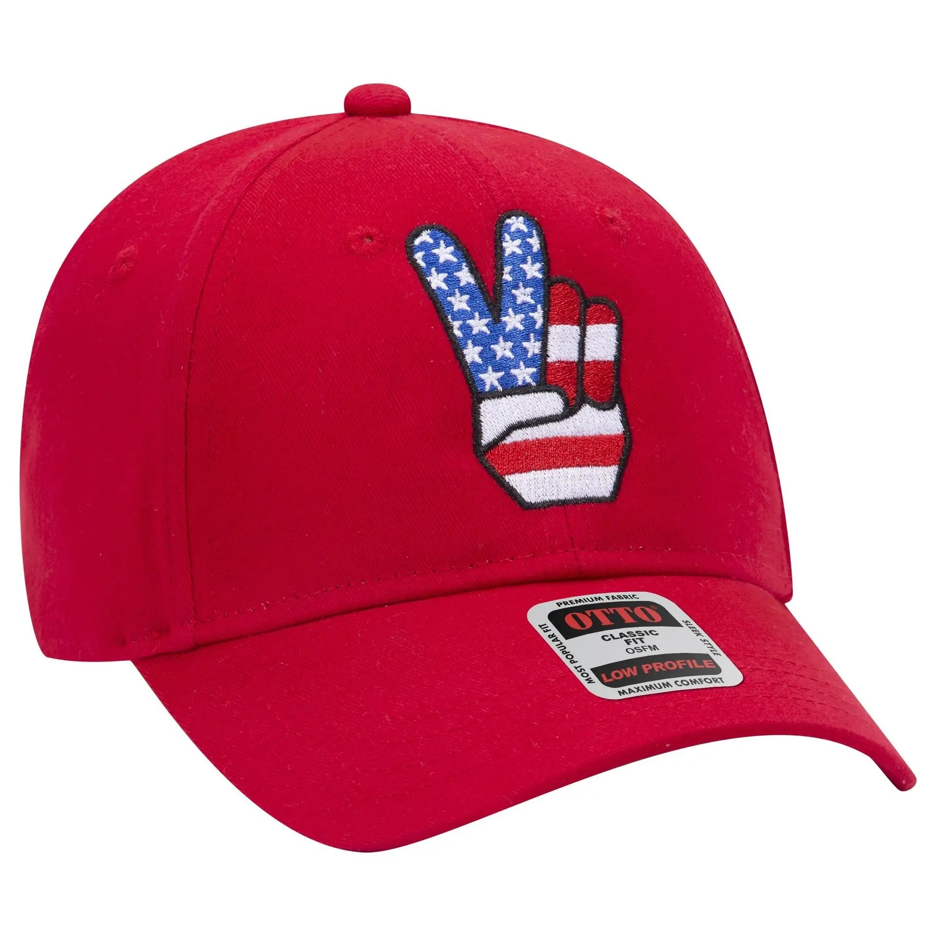 OTTO 19-503 6 Panel Low Profile Baseball Cap - Red