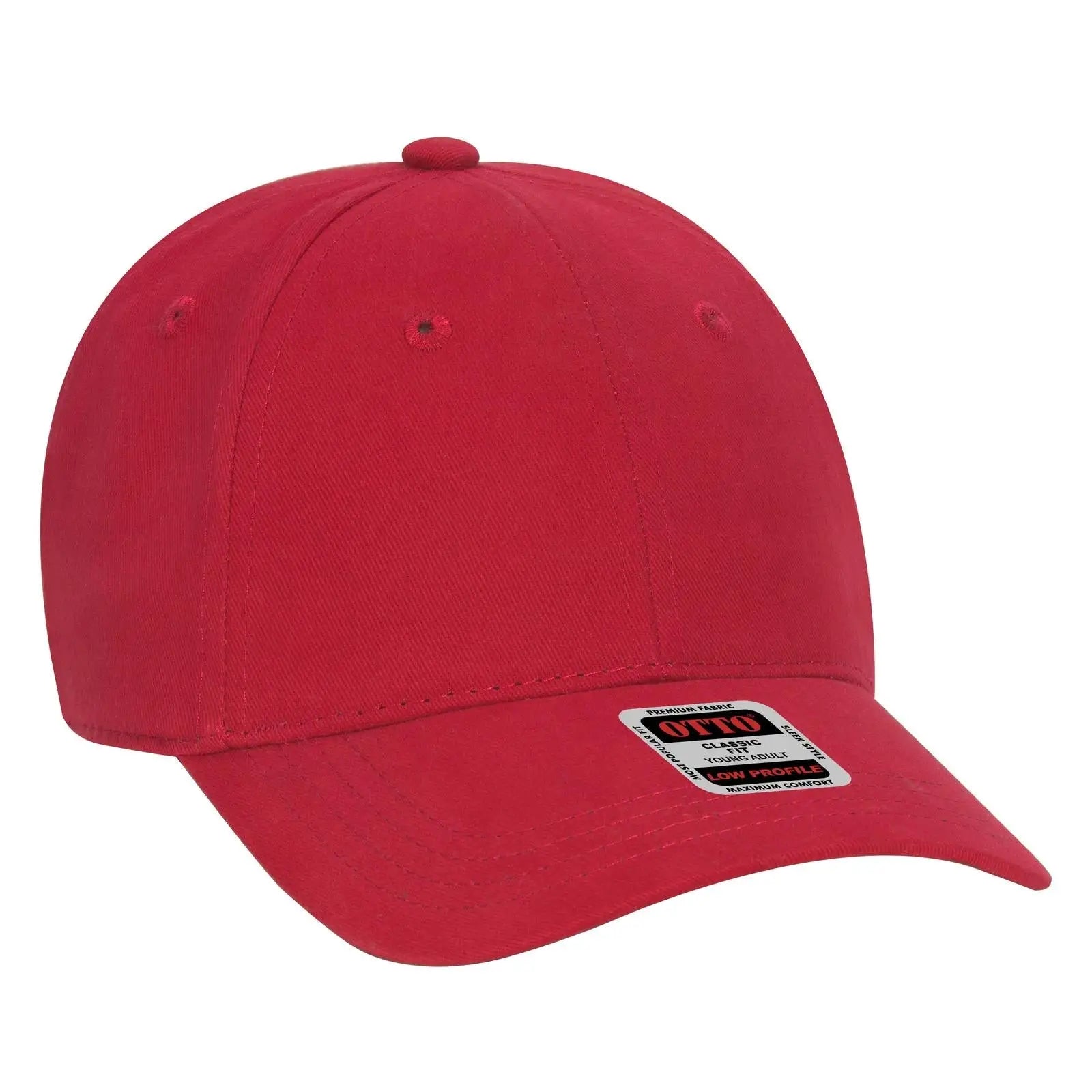 OTTO 19-503 6 Panel Low Profile Baseball Cap - Red