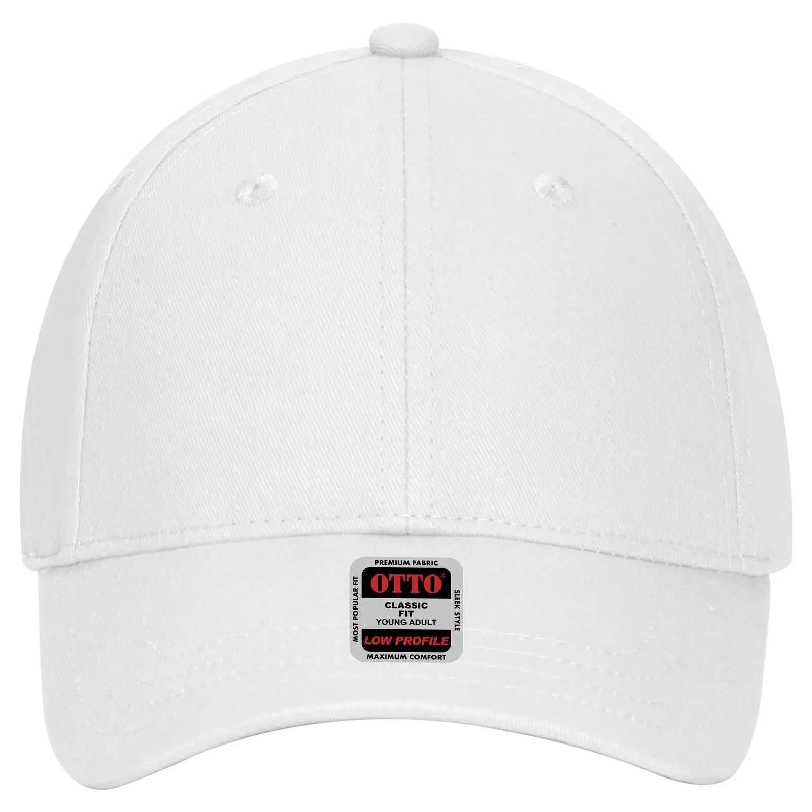 OTTO 19-503 6 Panel Low Profile Baseball Cap - White
