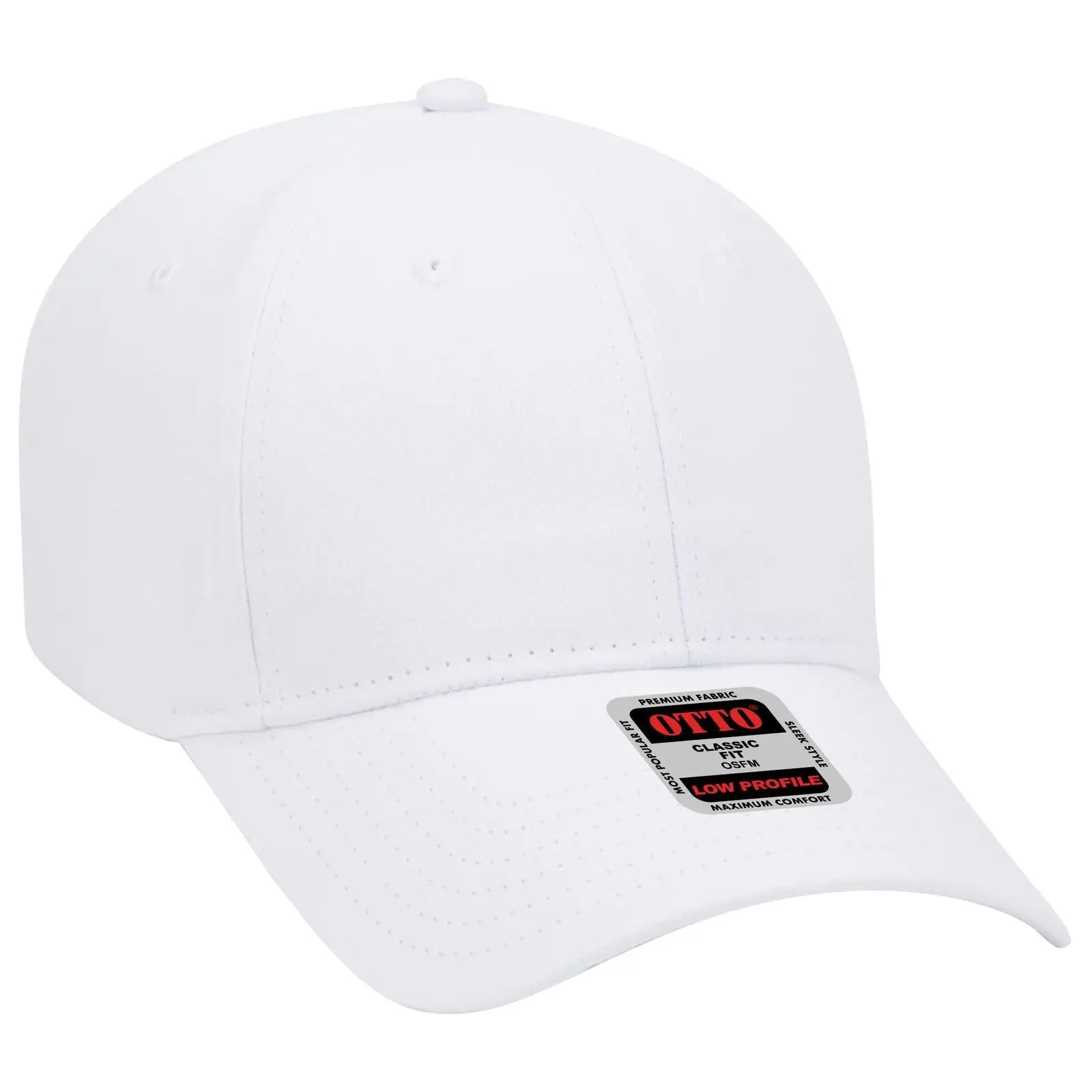 OTTO 19-503 6 Panel Low Profile Baseball Cap - White
