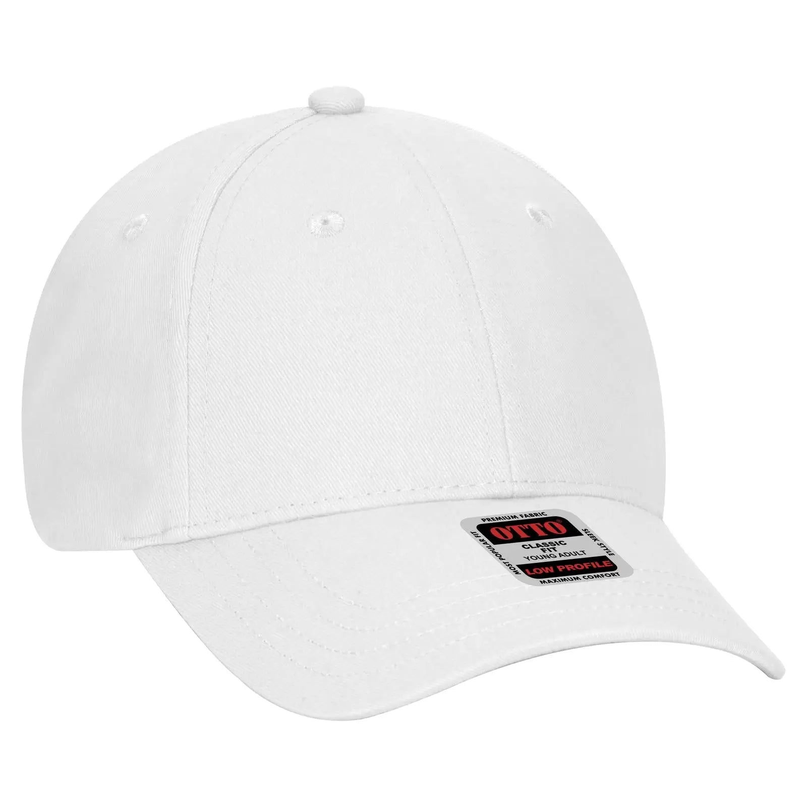 OTTO 19-503 6 Panel Low Profile Baseball Cap - White