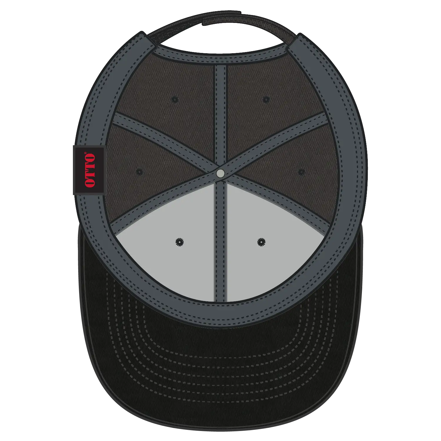 OTTO 19-536 6 Panel Low Profile Baseball Cap - Blk/Ch.Gry/Ch.Gry - Blk/Ch.Gry/Ch.Gry / 6 1/2’’ - 7 5/8’’