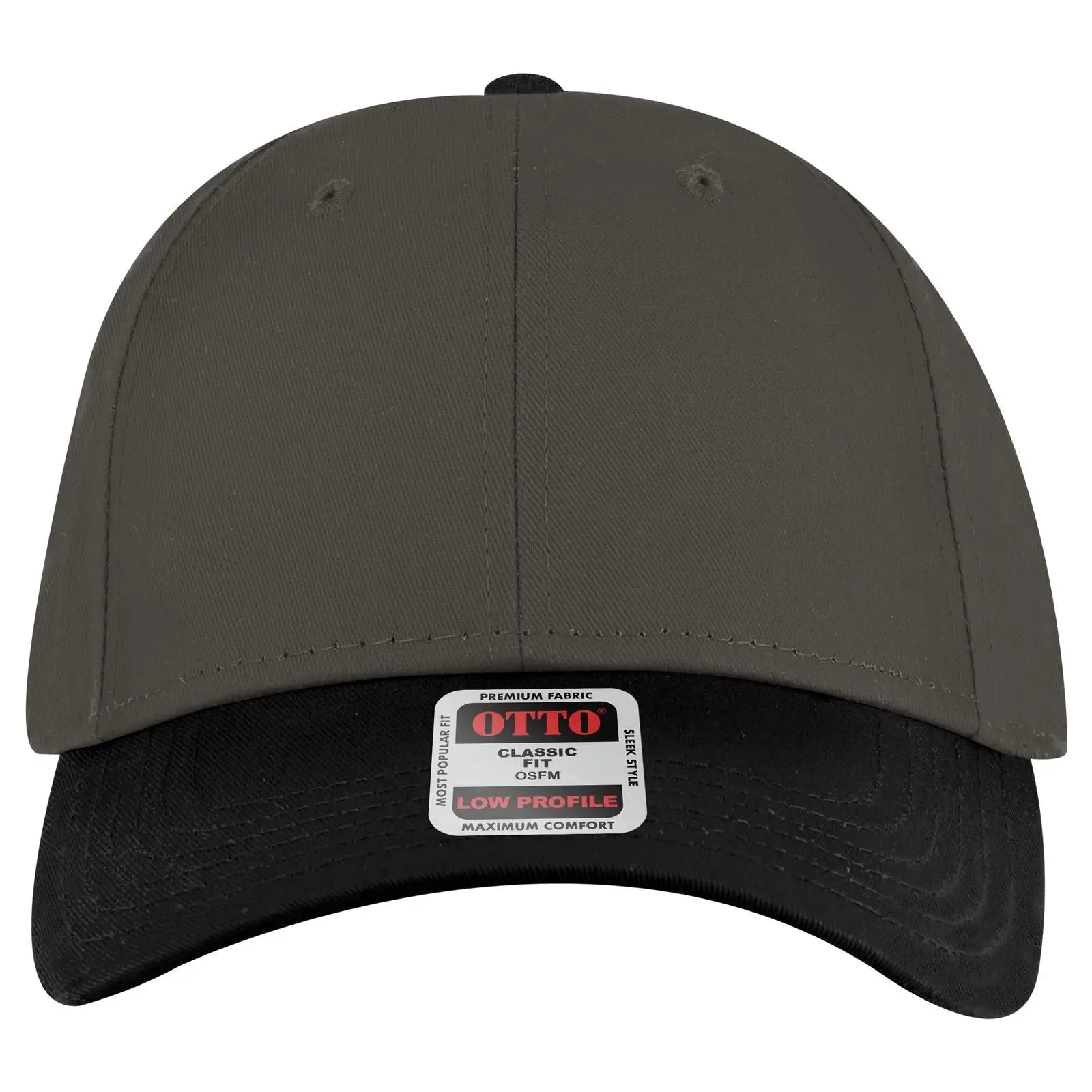 OTTO 19-536 6 Panel Low Profile Baseball Cap - Blk/Ch.Gry/Ch.Gry - Blk/Ch.Gry/Ch.Gry / 6 1/2’’ - 7 5/8’’