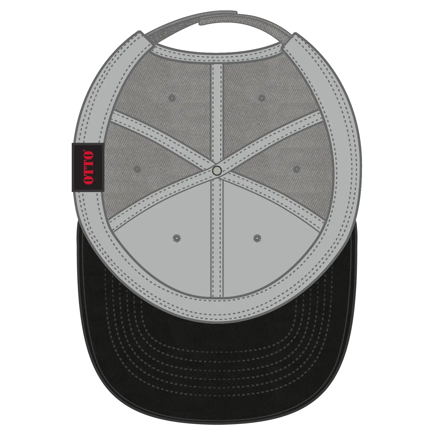 OTTO 19-536 6 Panel Low Profile Baseball Cap - Blk/Gry/Gry - Blk/Gry/Gry / 6 1/2’’ - 7 5/8’’