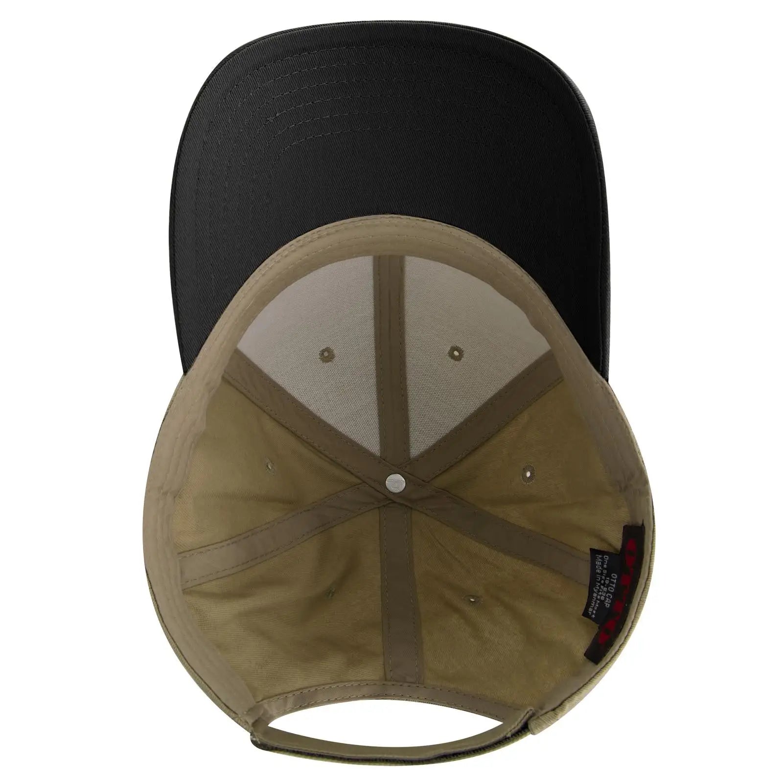OTTO 19-536 6 Panel Low Profile Baseball Cap - Blk/Kha/Kha - Blk/Kha/Kha / 6 1/2’’ - 7 5/8’’