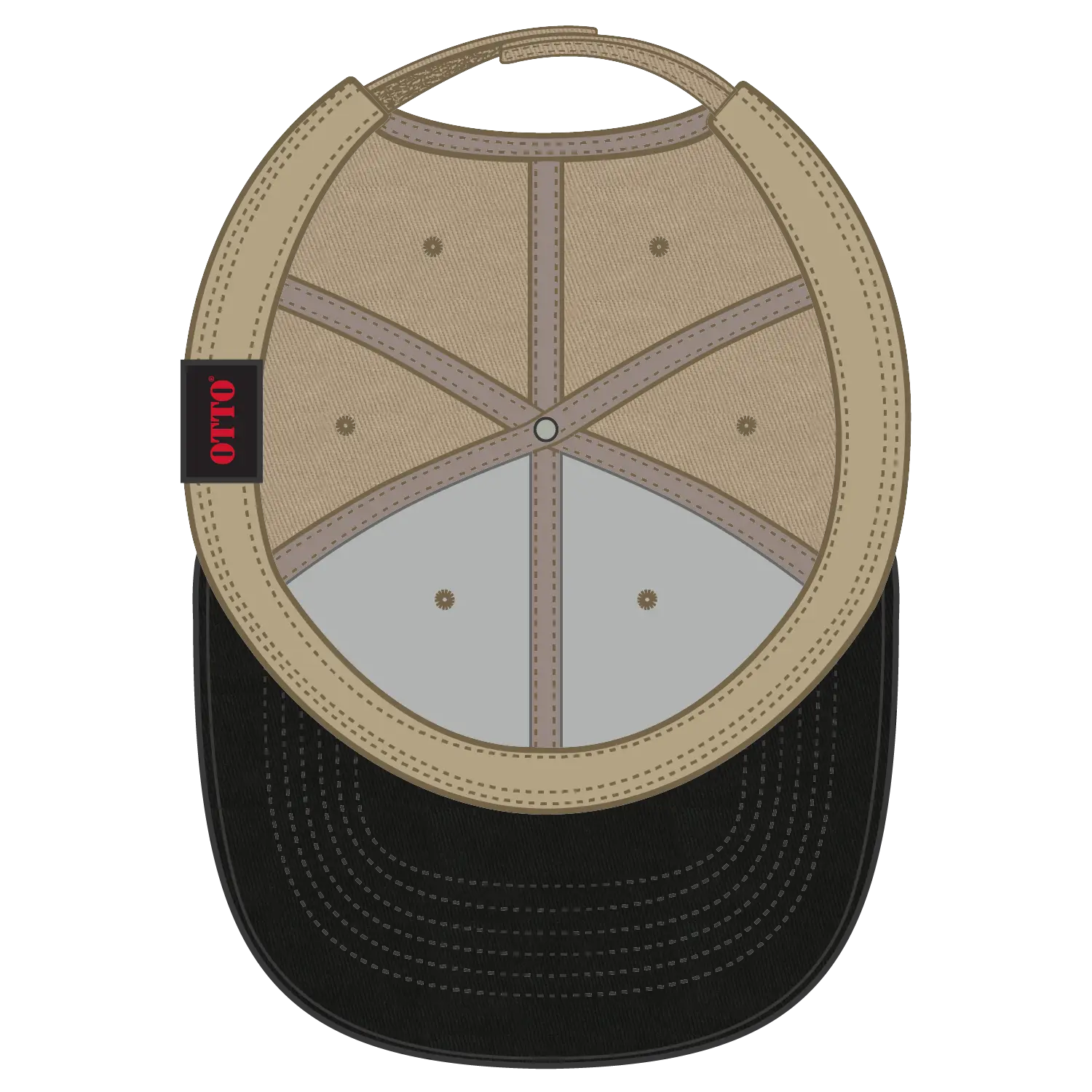 OTTO 19-536 6 Panel Low Profile Baseball Cap - Blk/Kha/Kha - Blk/Kha/Kha / 6 1/2’’ - 7 5/8’’