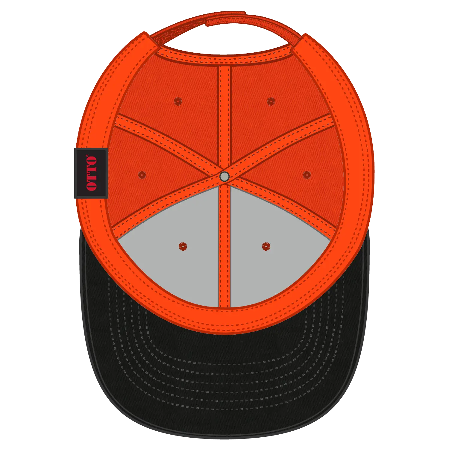 OTTO 19-536 6 Panel Low Profile Baseball Cap - Blk/Org/Org - Blk/Org/Org / 6 1/2’’ - 7 5/8’’