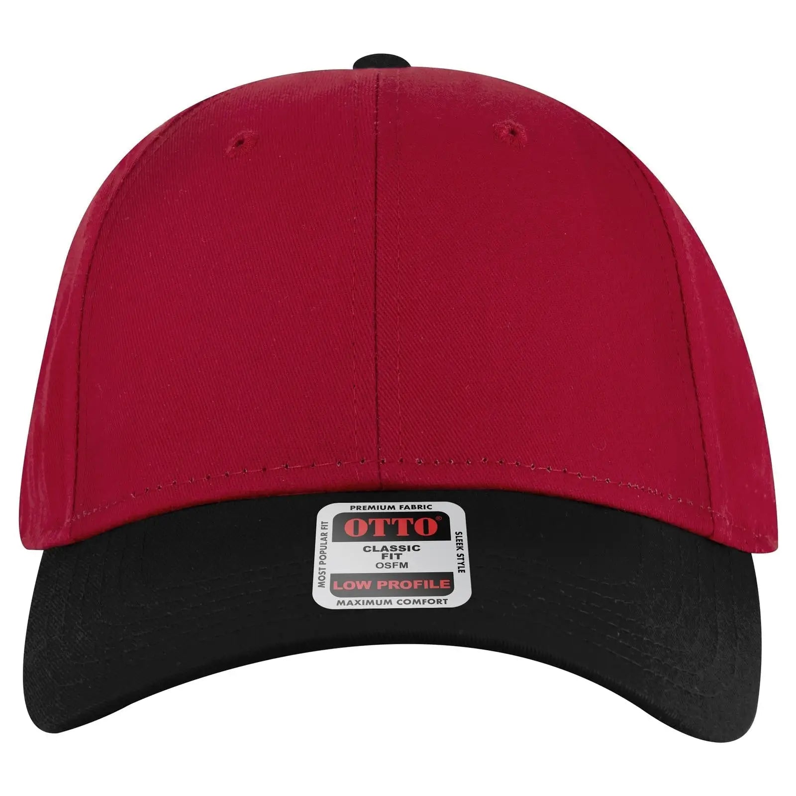 OTTO 19-536 6 Panel Low Profile Baseball Cap - Blk/Red/Red - Blk/Red/Red / 6 1/2’’ - 7 5/8’’