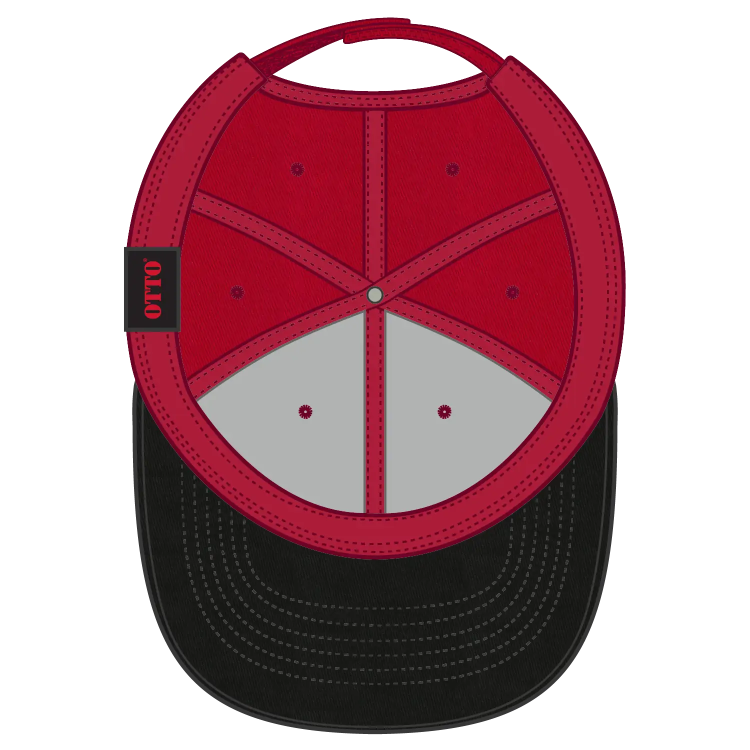OTTO 19-536 6 Panel Low Profile Baseball Cap - Blk/Red/Red - Blk/Red/Red / 6 1/2’’ - 7 5/8’’