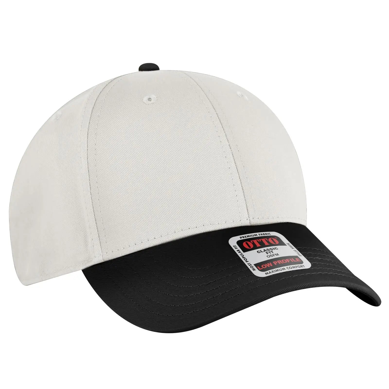 OTTO 19-536 6 Panel Low Profile Baseball Cap - Blk/Wht/Wht - Blk/Wht/Wht / 6 1/2’’ - 7 5/8’’