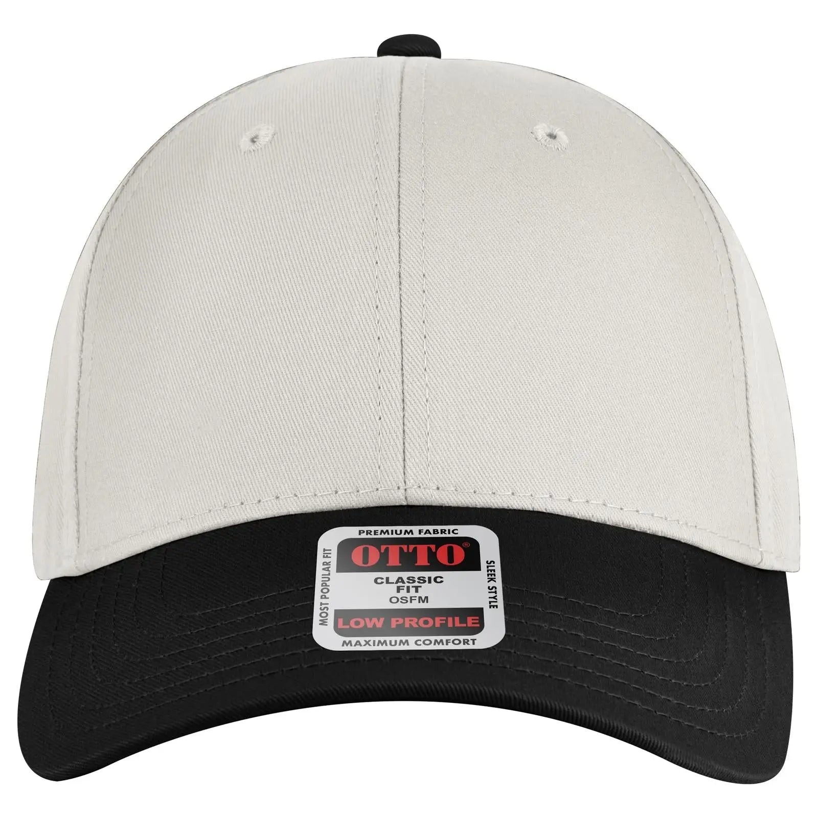 OTTO 19-536 6 Panel Low Profile Baseball Cap - Blk/Wht/Wht - Blk/Wht/Wht / 6 1/2’’ - 7 5/8’’
