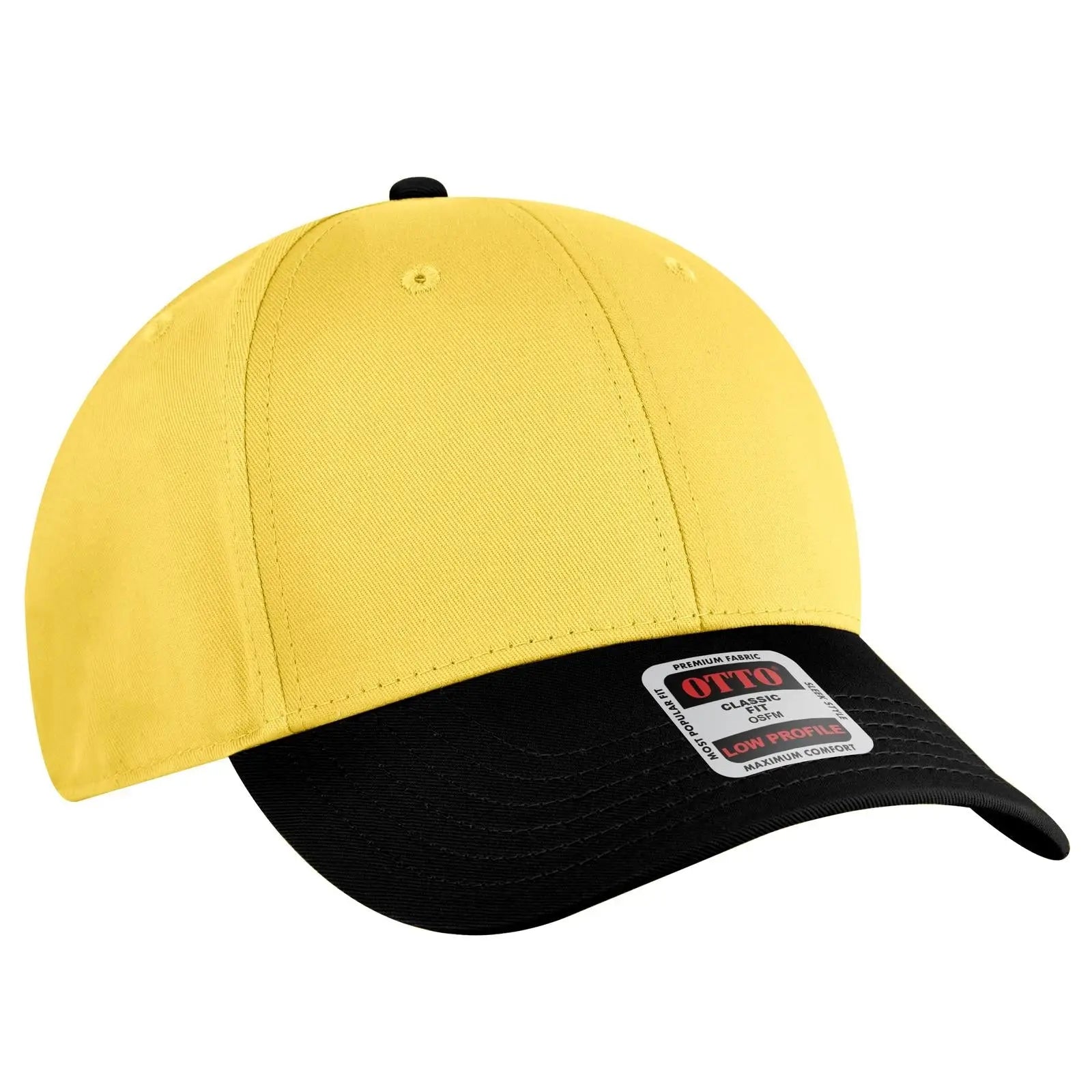 OTTO 19-536 6 Panel Low Profile Baseball Cap - Blk/Yel/Yel - Blk/Yel/Yel / 6 1/2’’ - 7 5/8’’