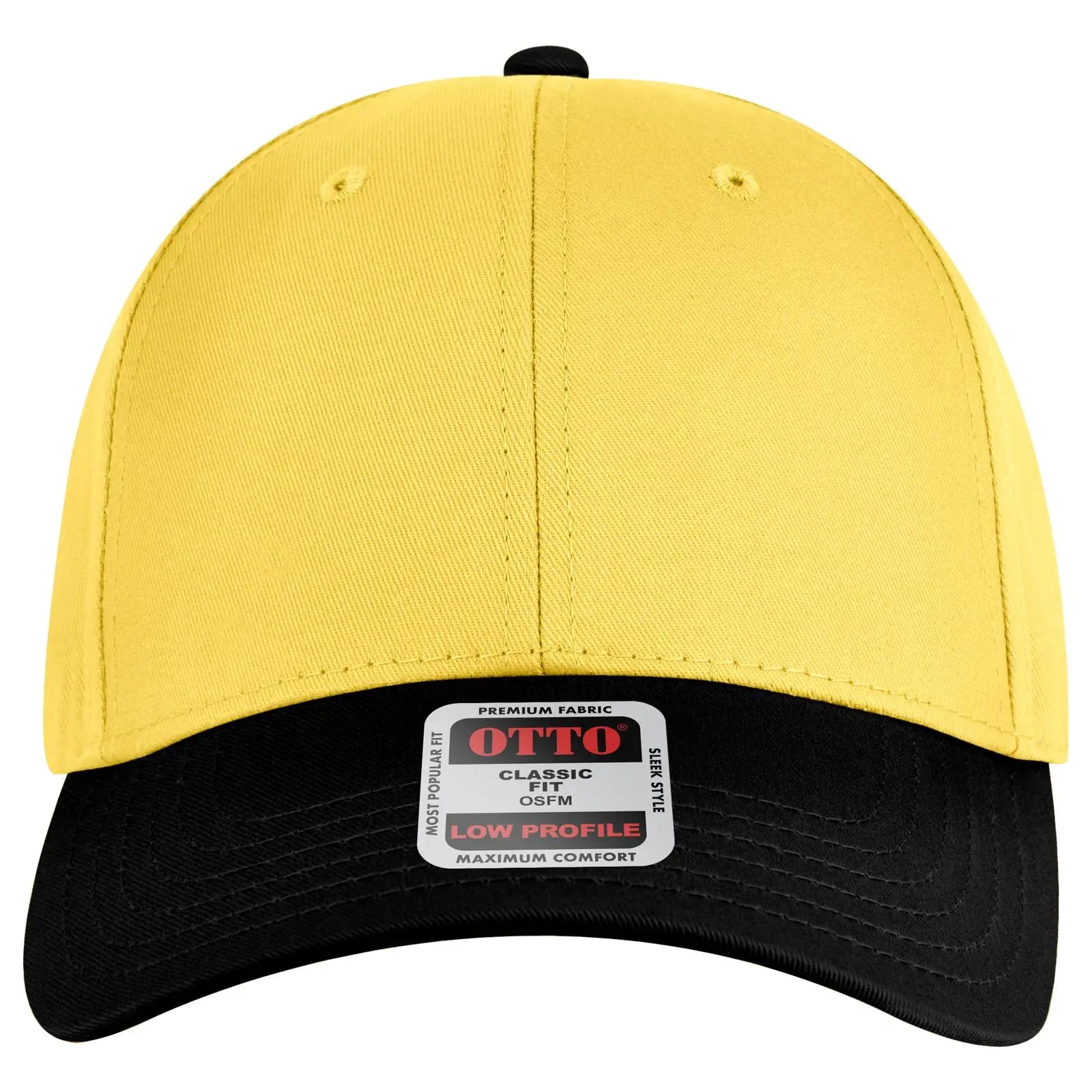 OTTO 19-536 6 Panel Low Profile Baseball Cap - Blk/Yel/Yel - Blk/Yel/Yel / 6 1/2’’ - 7 5/8’’