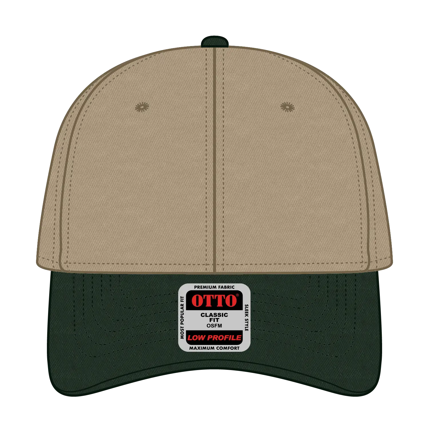 OTTO 19-536 6 Panel Low Profile Baseball Cap - Dk.Grn/Kha/Kha - Dk.Grn/Kha/Kha / 6 1/2’’ - 7 5/8’’