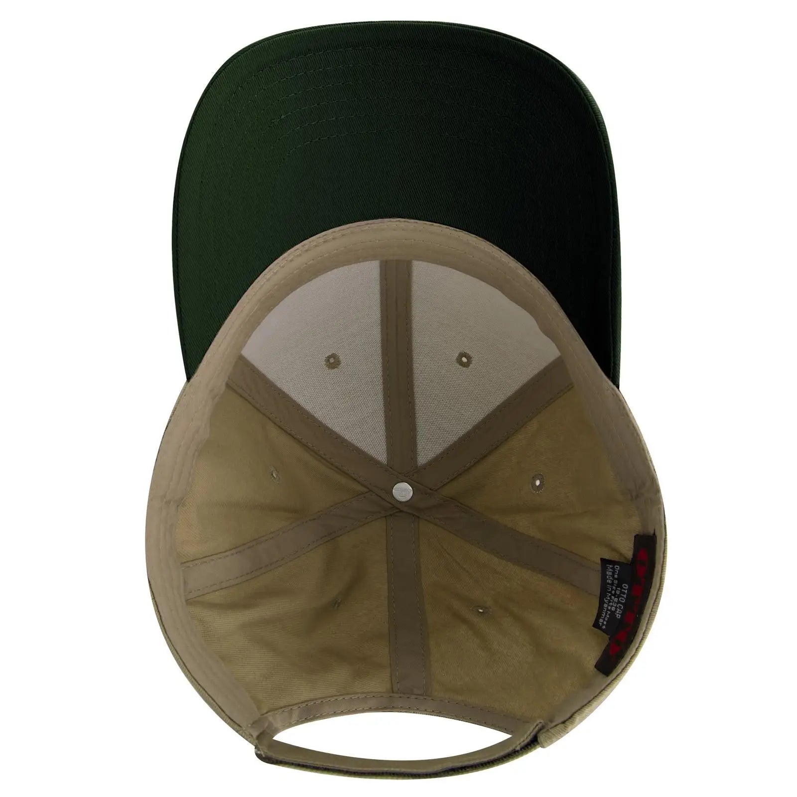 OTTO 19-536 6 Panel Low Profile Baseball Cap - Dk.Grn/Kha/Kha - Dk.Grn/Kha/Kha / 6 1/2’’ - 7 5/8’’