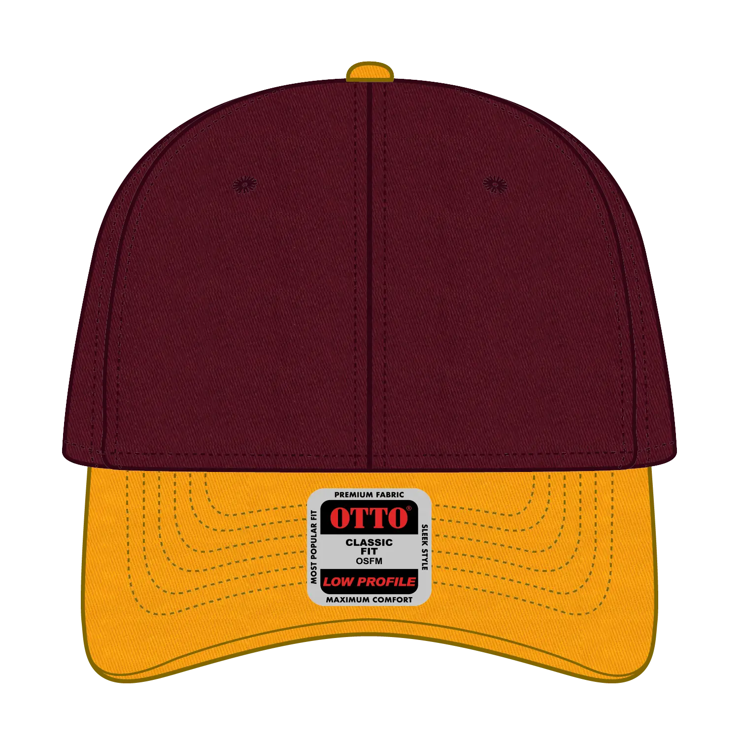 OTTO 19-536 6 Panel Low Profile Baseball Cap - Gld/Burg.Marn/Burg.Marn - Gld/Burg.Marn/Burg.Marn / 6 1/2’’ - 7 5/8’’