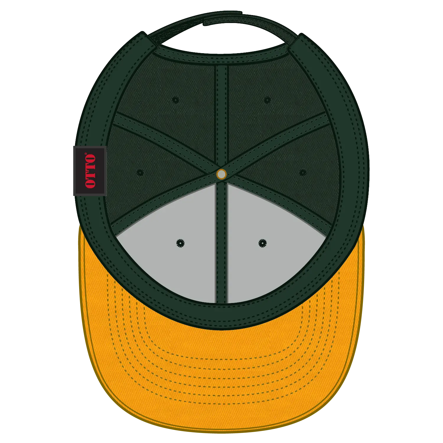 OTTO 19-536 6 Panel Low Profile Baseball Cap - Gld/Dk.Grn/Dk.Grn - Gld/Dk.Grn/Dk.Grn / 6 1/2’’ - 7 5/8’’