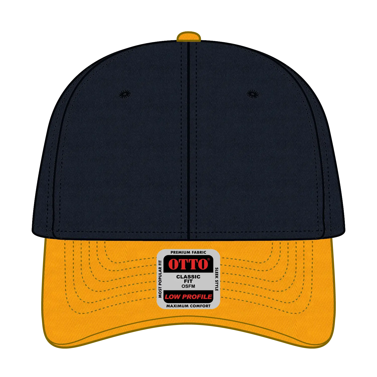 OTTO 19-536 6 Panel Low Profile Baseball Cap - Gld/Nvy/Nvy - Gld/Nvy/Nvy / 6 1/2’’ - 7 5/8’’