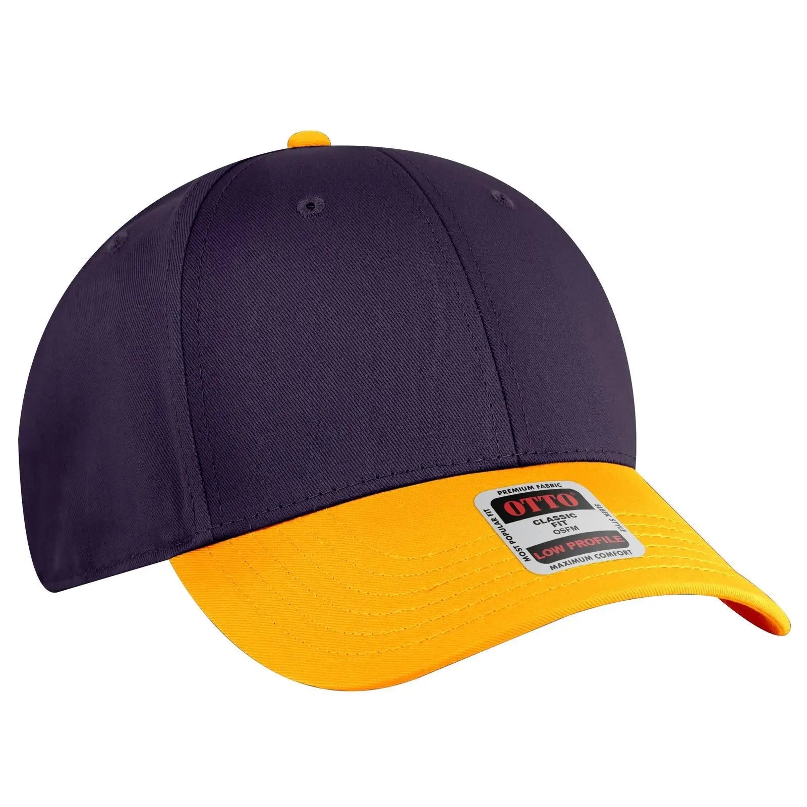 OTTO 19-536 6 Panel Low Profile Baseball Cap - Gld/Pur/Pur - Gld/Pur/Pur / 6 1/2’’ - 7 5/8’’
