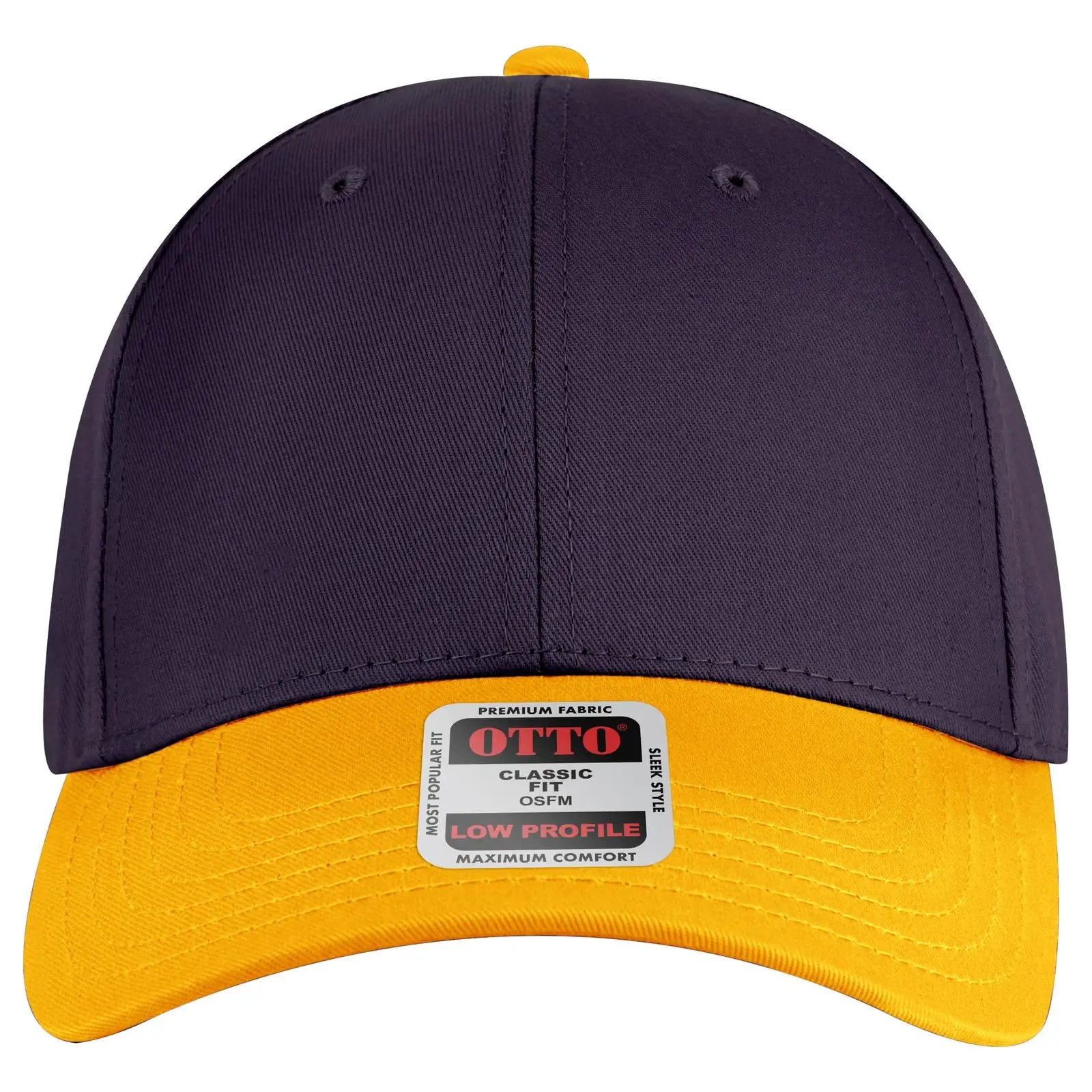 OTTO 19-536 6 Panel Low Profile Baseball Cap - Gld/Pur/Pur - Gld/Pur/Pur / 6 1/2’’ - 7 5/8’’