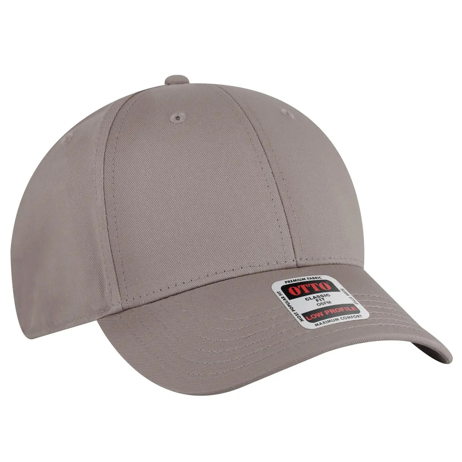 OTTO 19-536 6 Panel Low Profile Baseball Cap - Gray - Gray / 6 1/2’’ - 7 5/8’’