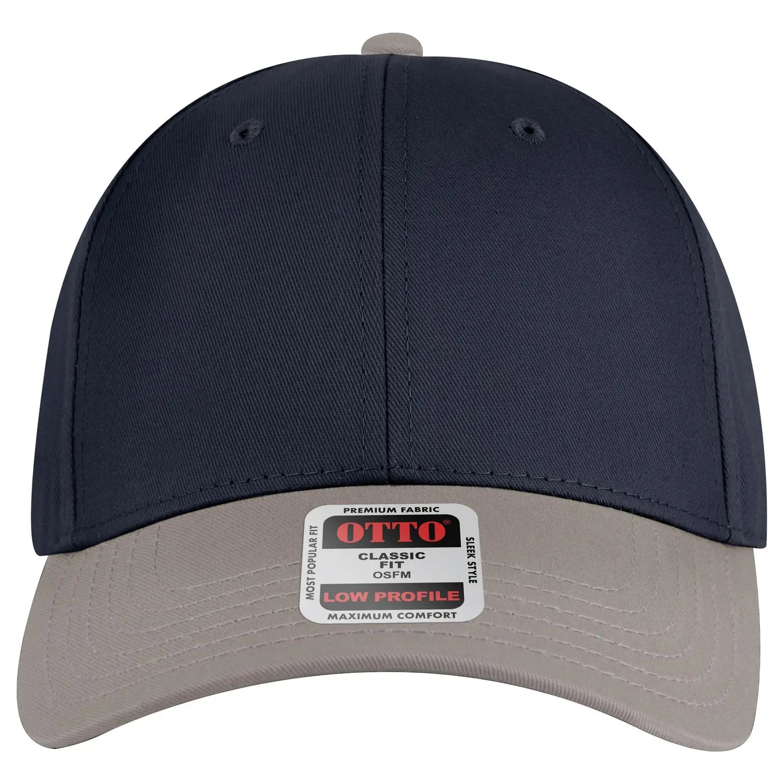 OTTO 19-536 6 Panel Low Profile Baseball Cap - Gry/Nvy/Nvy - Gry/Nvy/Nvy / 6 1/2’’ - 7 5/8’’