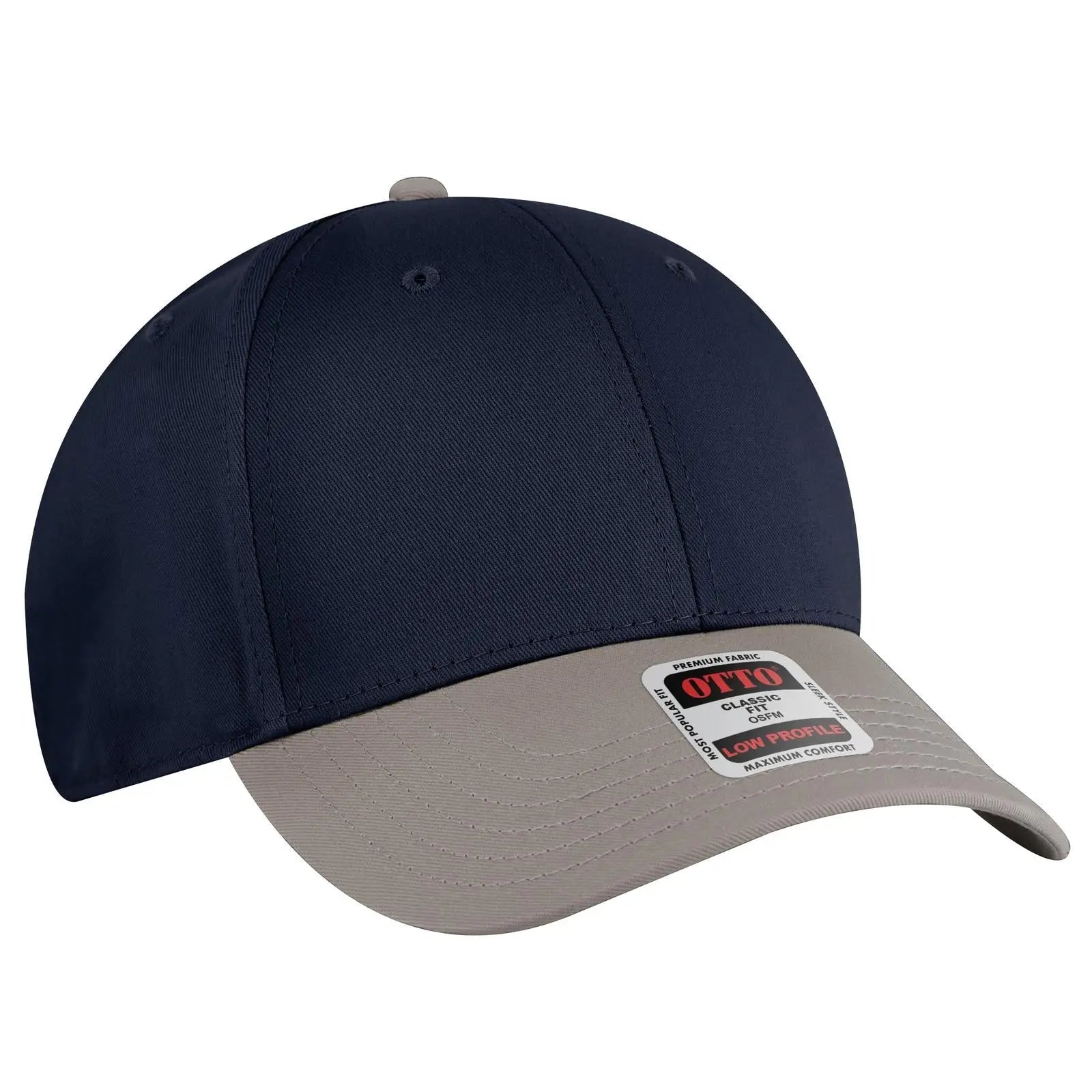 OTTO 19-536 6 Panel Low Profile Baseball Cap - Gry/Nvy/Nvy - Gry/Nvy/Nvy / 6 1/2’’ - 7 5/8’’