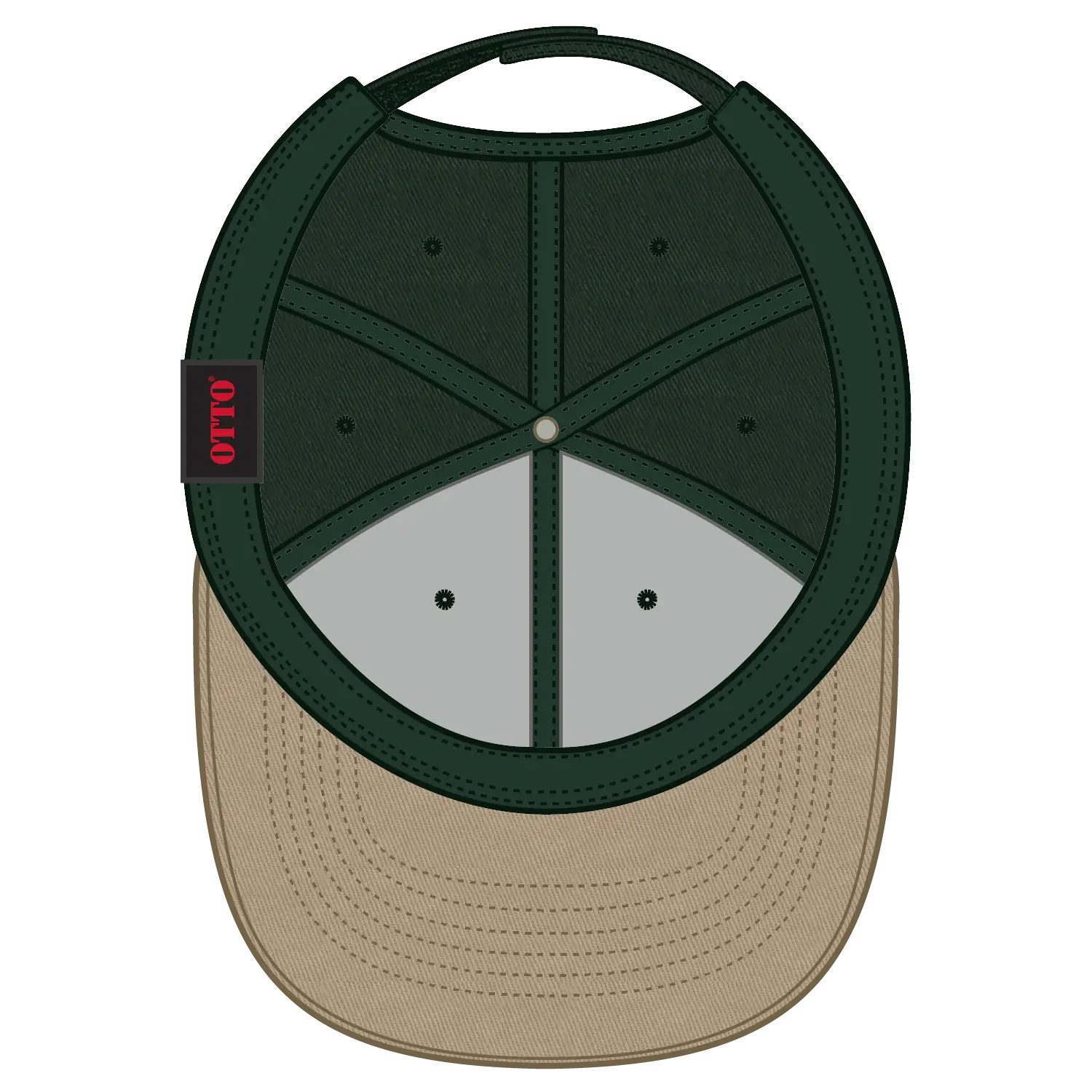 OTTO 19-536 6 Panel Low Profile Baseball Cap - Kha/Dk.Grn/Dk.Grn - Kha/Dk.Grn/Dk.Grn / 6 1/2’’ - 7 5/8’’