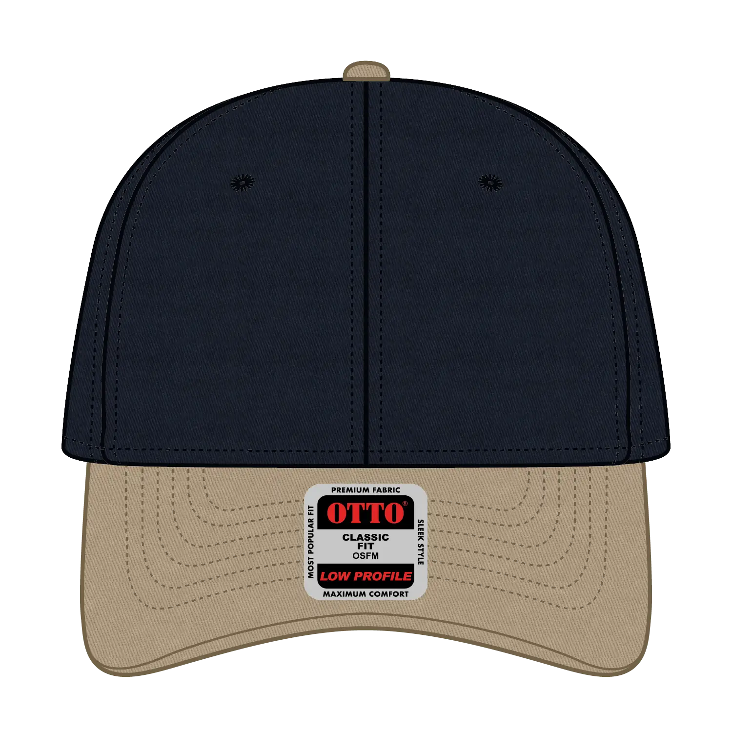 OTTO 19-536 6 Panel Low Profile Baseball Cap - Kha/Nvy/Nvy - Kha/Nvy/Nvy / 6 1/2’’ - 7 5/8’’