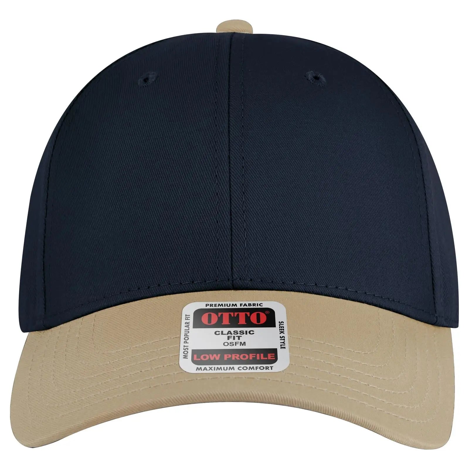 OTTO 19-536 6 Panel Low Profile Baseball Cap - Kha/Nvy/Nvy - Kha/Nvy/Nvy / 6 1/2’’ - 7 5/8’’