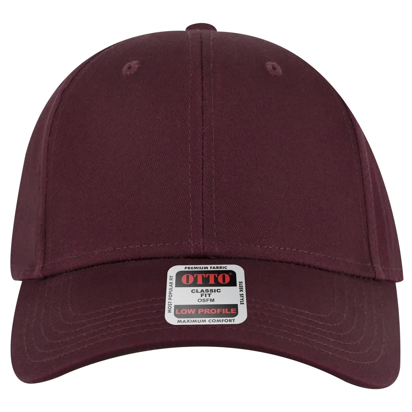 OTTO 19-536 6 Panel Low Profile Baseball Cap - Maroon - Maroon / 6 1/2’’ - 7 5/8’’