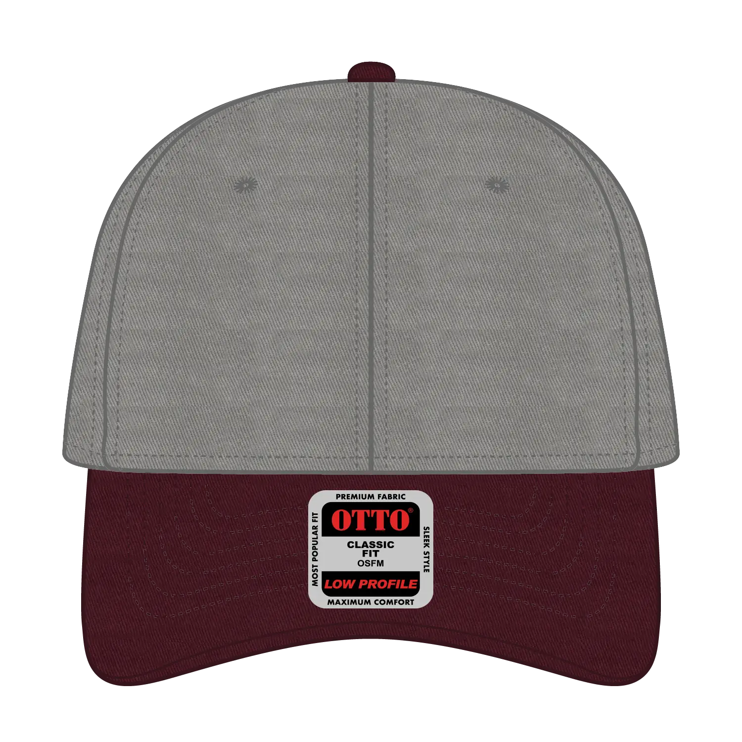 OTTO 19-536 6 Panel Low Profile Baseball Cap - Mrn/Gry/Gry - Mrn/Gry/Gry / 6 1/2’’ - 7 5/8’’