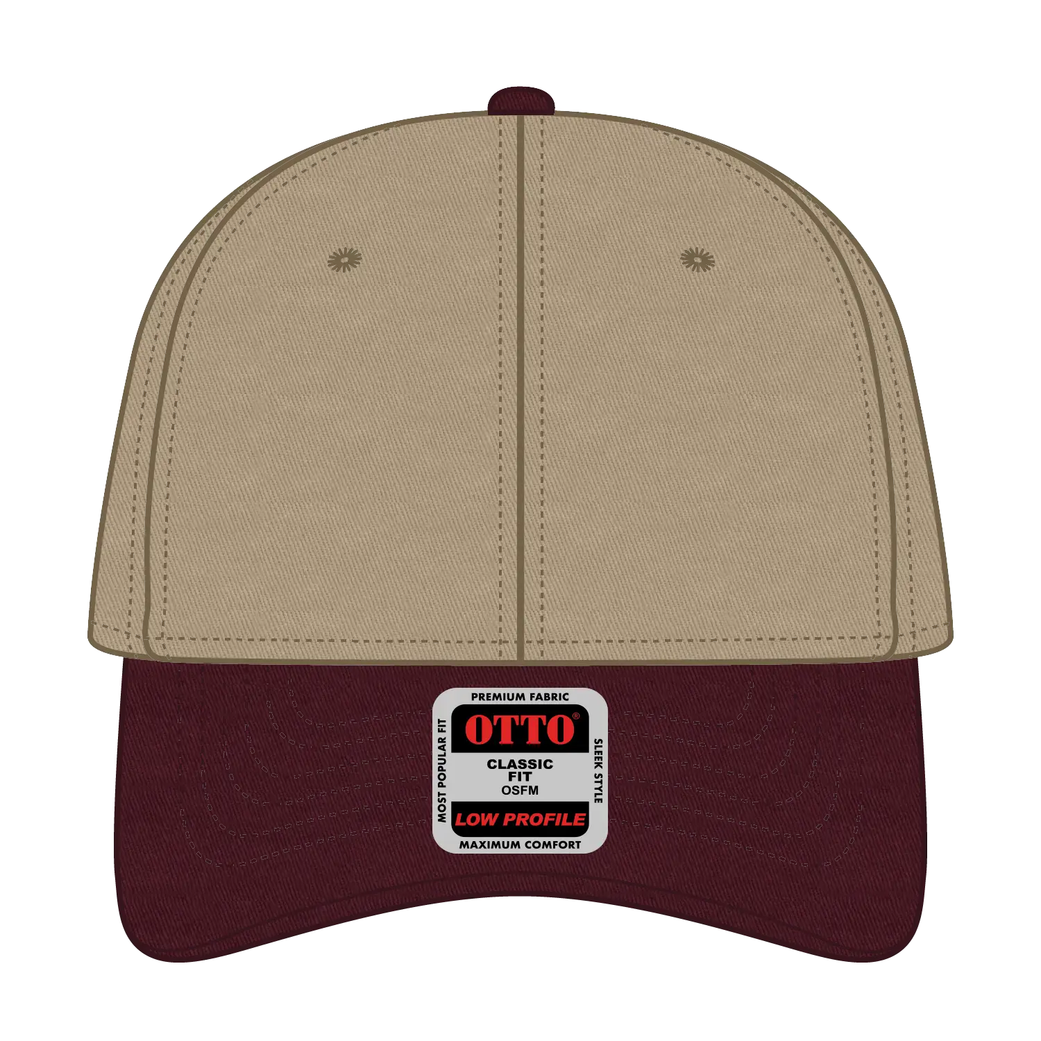OTTO 19-536 6 Panel Low Profile Baseball Cap - Mrn/Kha/Kha - Mrn/Kha/Kha / 6 1/2’’ - 7 5/8’’