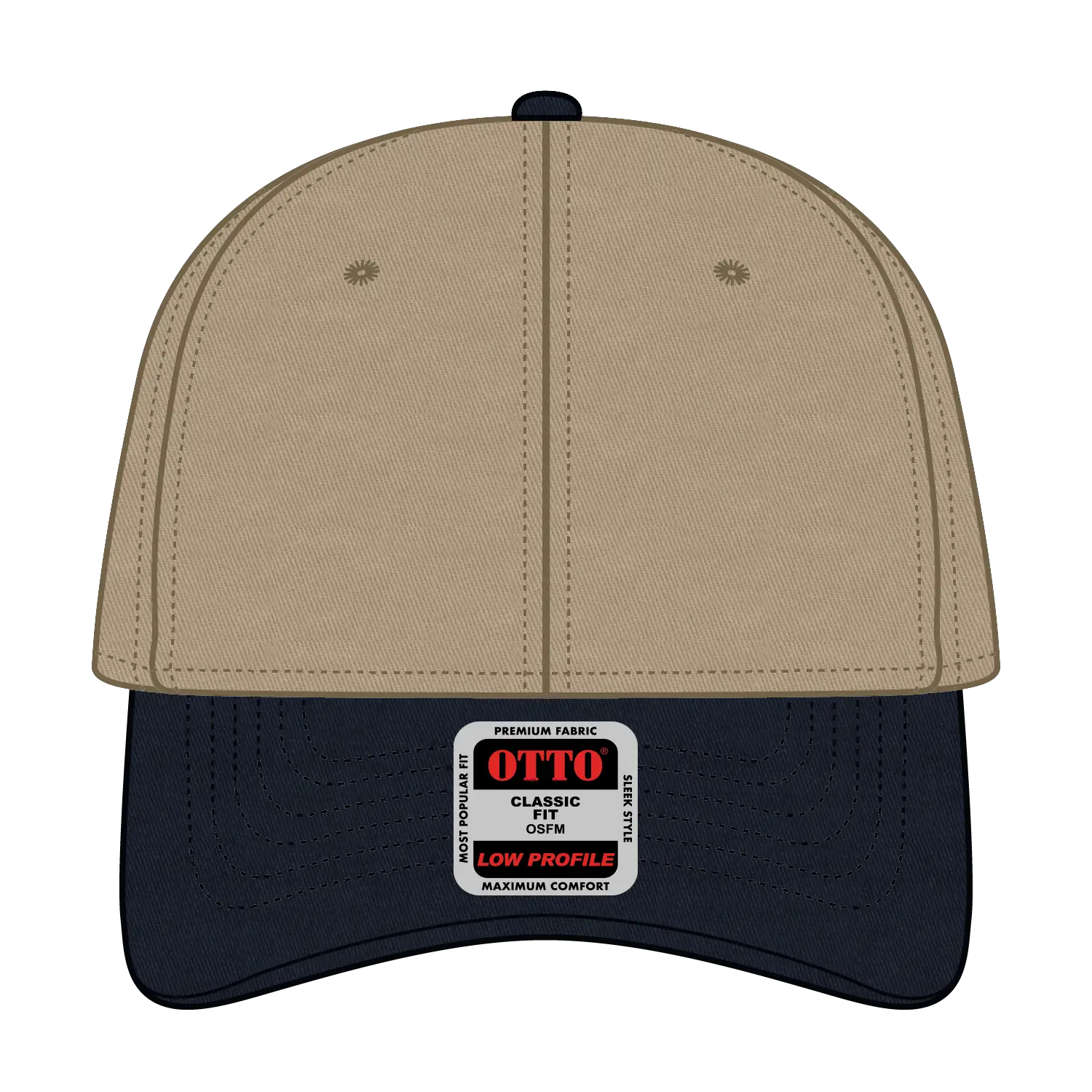 OTTO 19-536 6 Panel Low Profile Baseball Cap - Nvy/Kha/Kha - Nvy/Kha/Kha / 6 1/2’’ - 7 5/8’’