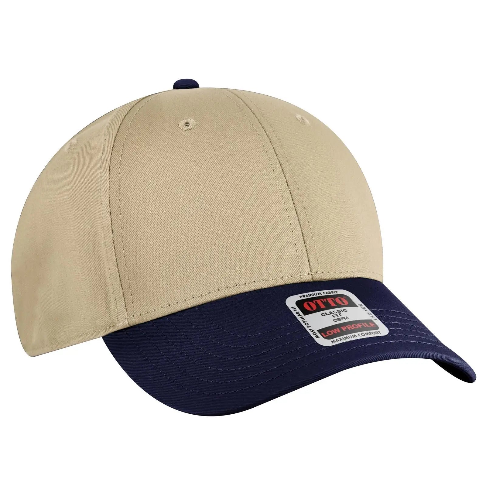OTTO 19-536 6 Panel Low Profile Baseball Cap - Nvy/Kha/Kha - Nvy/Kha/Kha / 6 1/2’’ - 7 5/8’’