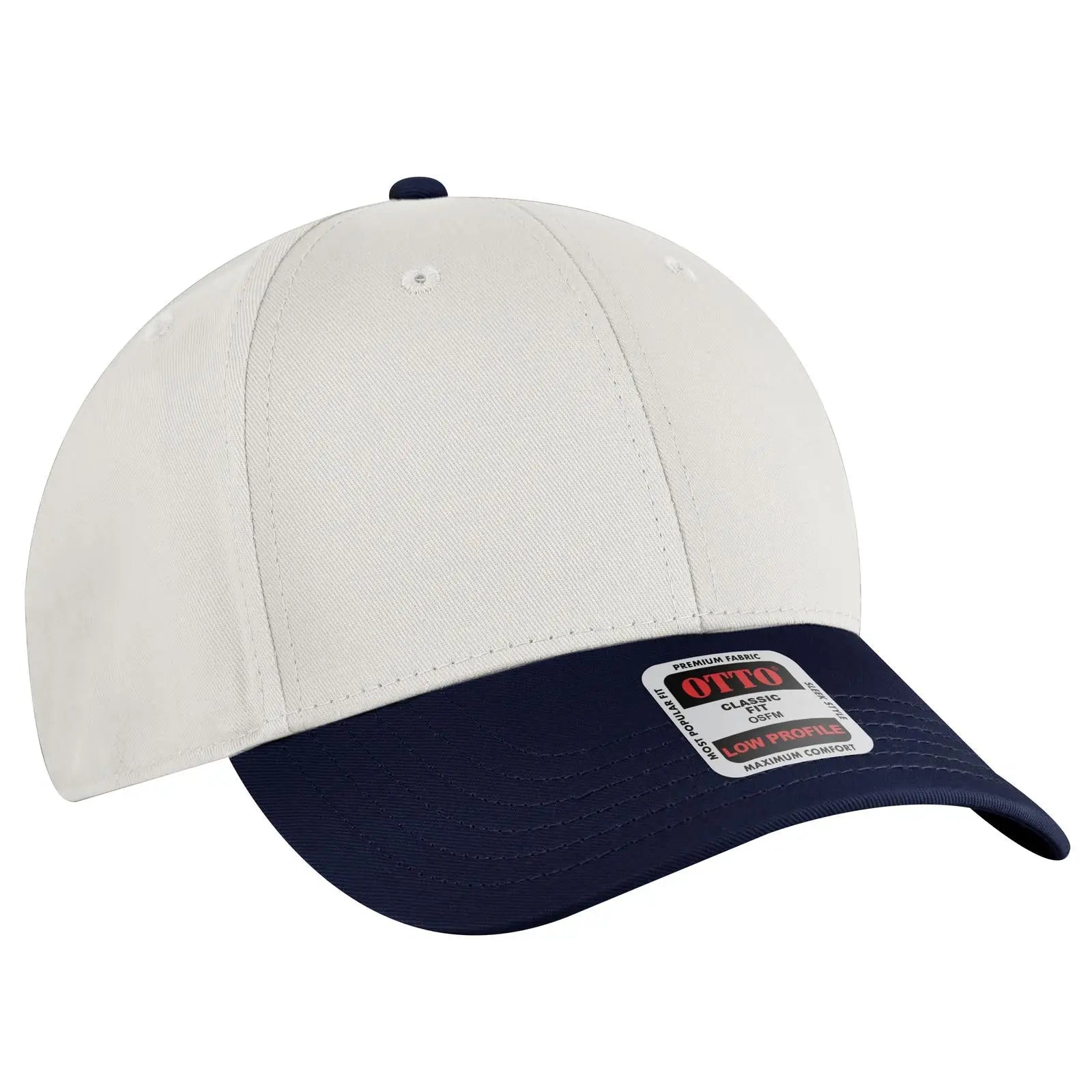 OTTO 19-536 6 Panel Low Profile Baseball Cap - Nvy/Wht/Wht - Nvy/Wht/Wht / 6 1/2’’ - 7 5/8’’