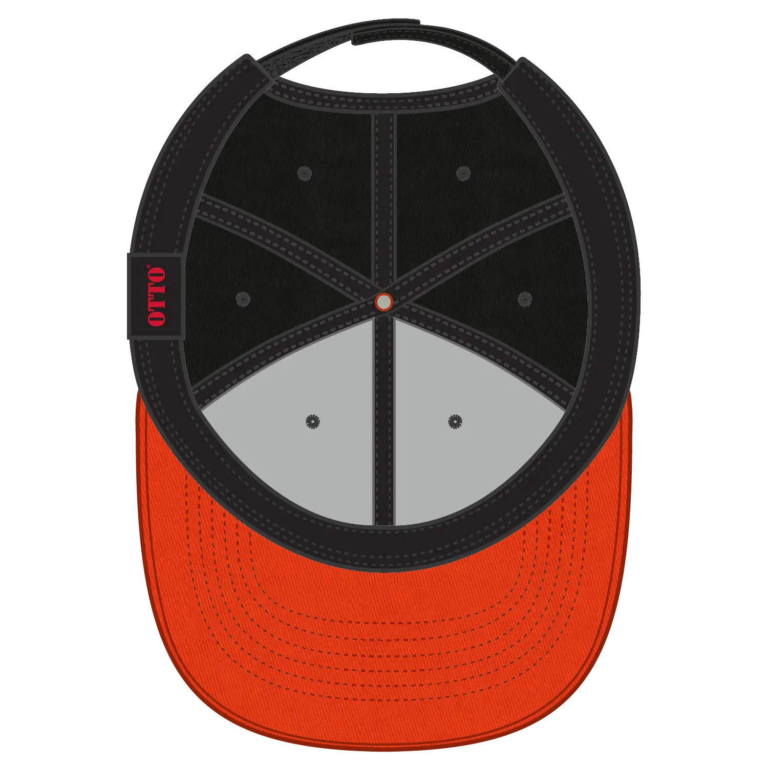 OTTO 19-536 6 Panel Low Profile Baseball Cap - Org/Blk/Blk - Org/Blk/Blk / 6 1/2’’ - 7 5/8’’